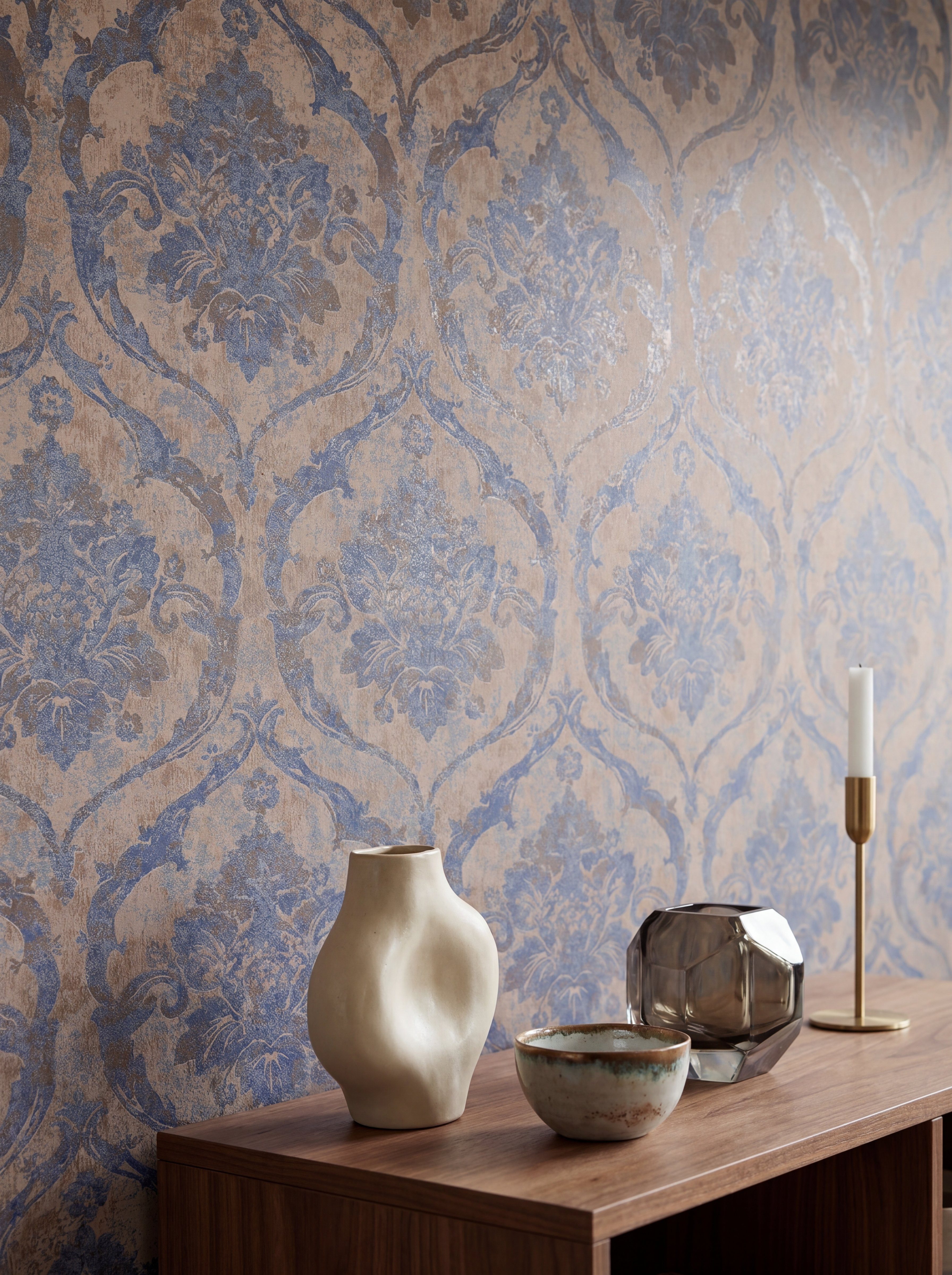 Newroom Vliestapete Xelora Blau Tapete Vliestapete Blumen, Floral, Blumenranke, strukturiert, Mustertapete