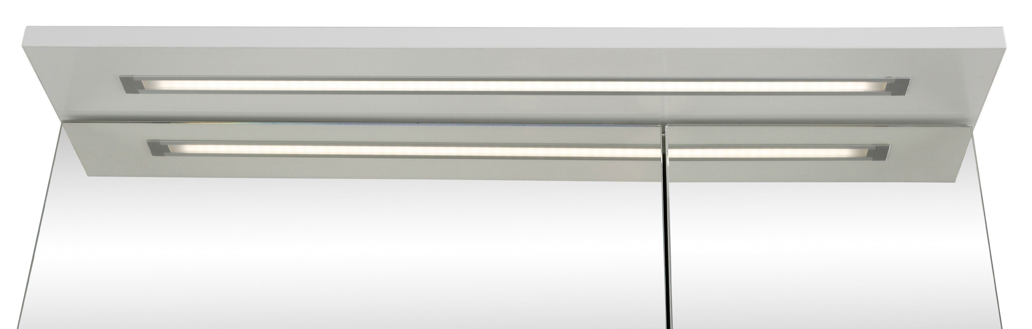Schildmeyer Spiegelschrank Profil 16 Breite 2-türig, weiß weiß cm, 60 | Schalter-/Steckdosenbox LED-Beleuchtung