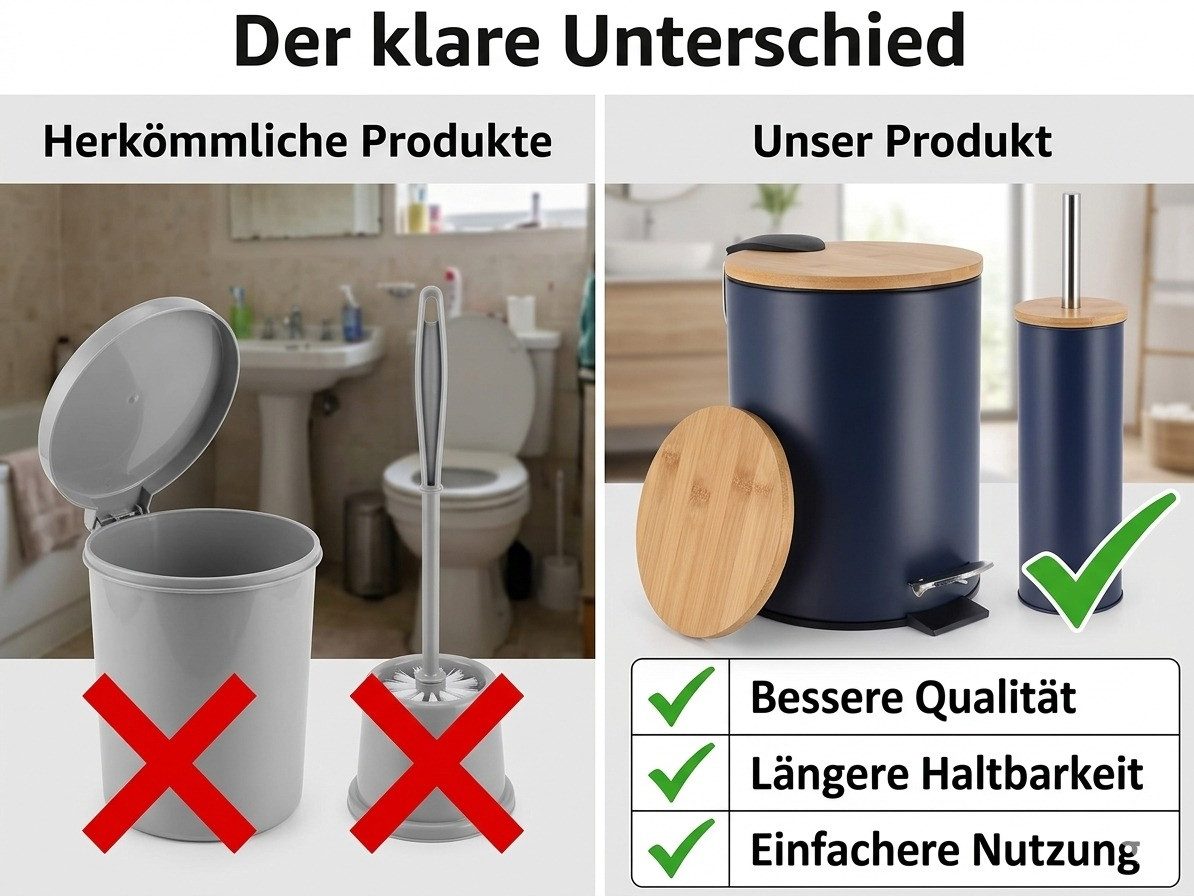 LikeKa Badaccessoire-Set 2 teilig Toilettenbürste und Kosmetikeimer matt mit Absenkautomatik – Bild 5 von 5