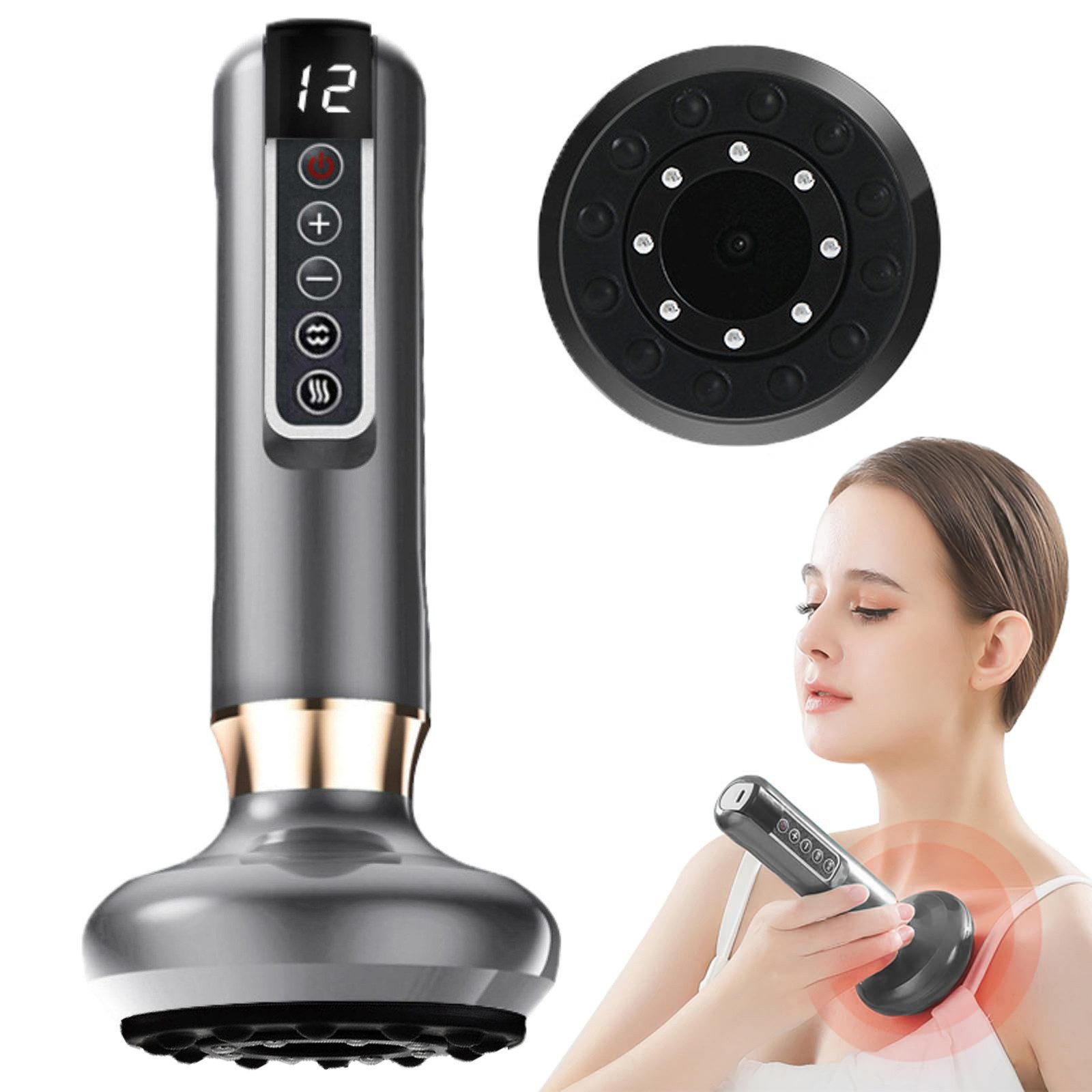 Massagegerät 12-stufiges Schröpf- und Gua-Sha-Massagegerät mit Infrarotwärme