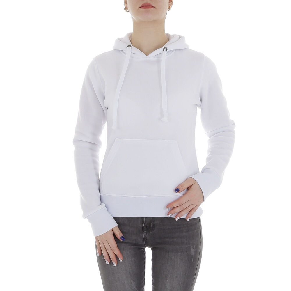 Ital-Design Plisseeshirt Damen Freizeit (86099158) Kapuze Pullover & Strick in Weiß