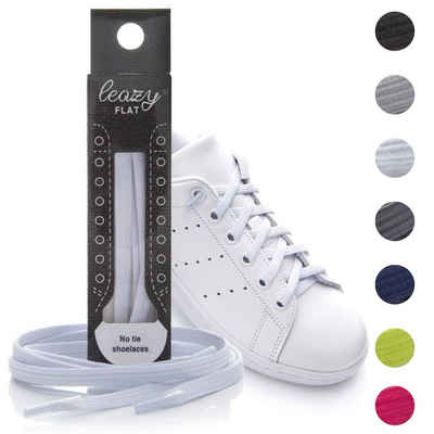 leazy Schnürsenkel ohne Binden Flache Elastische Schuhbänder zum Einhaken, Weiße Gummischnürsenkel für Kinder und Erwachsene