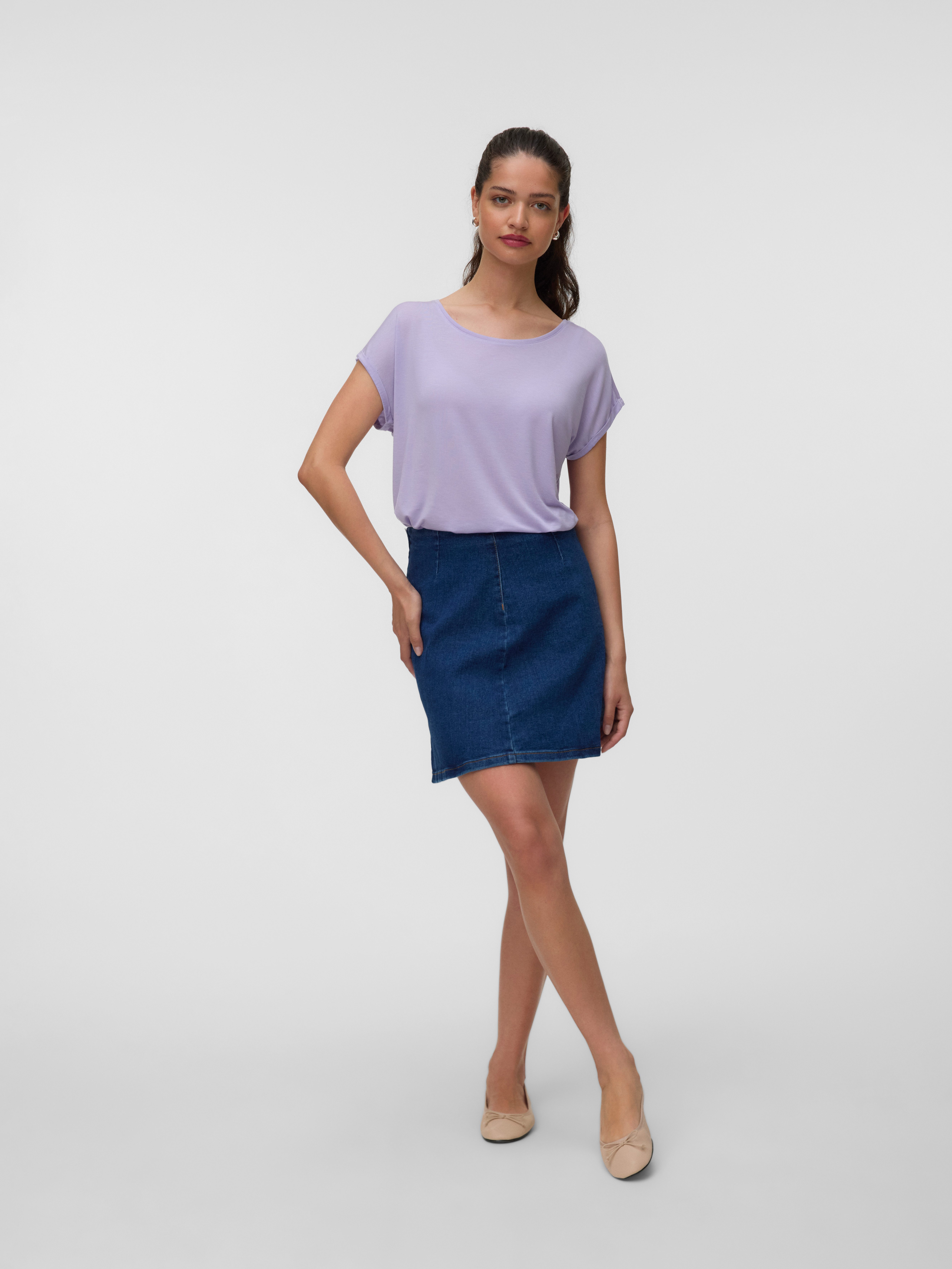 Vero Moda T-Shirt VMAVA PLAIN SS TOP JRS NOOS Materialmix, regular fit – Bild 5 von 5