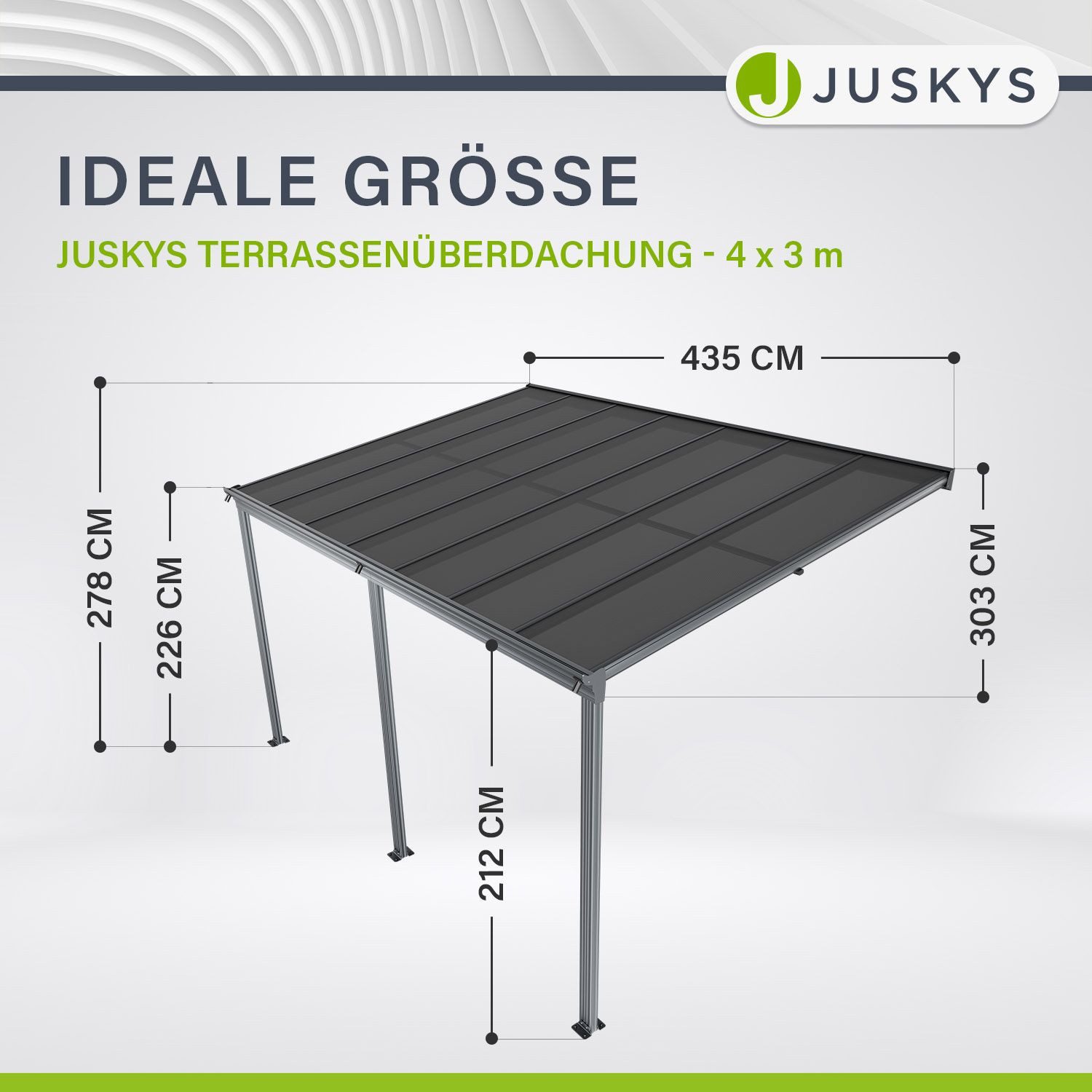Juskys Terrassendach Borneo, 4x3 m, Regen- günstig online kaufen