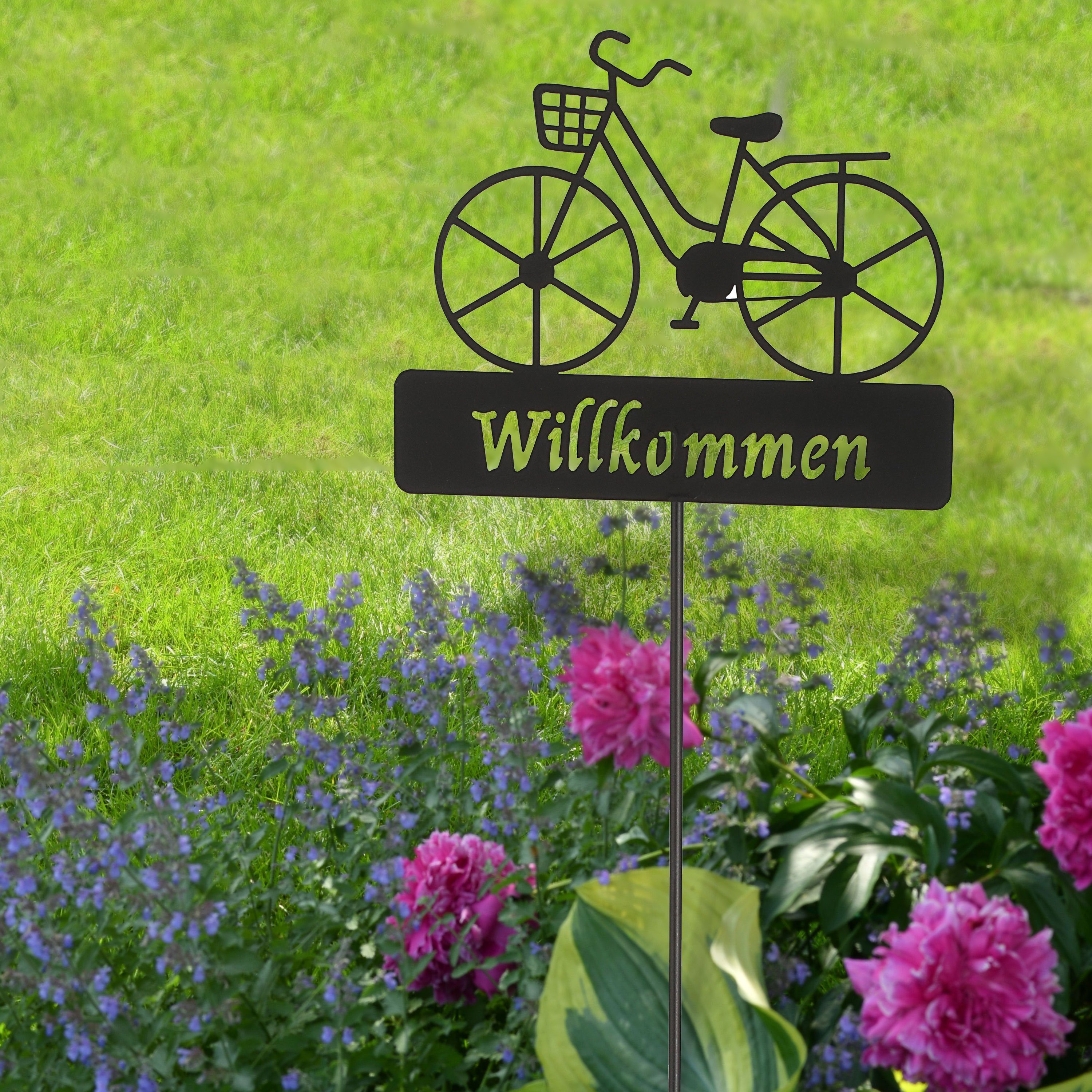 CEPEWA Gartenstecker Gartenstecker Willkommen Fahrrad