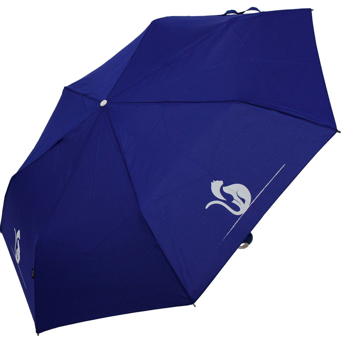 Knirps® Taschenregenschirm komfortabel Mini-Schirm elegant-cat leicht mit und Duomatic Floyd Auf-Zu-Automatik