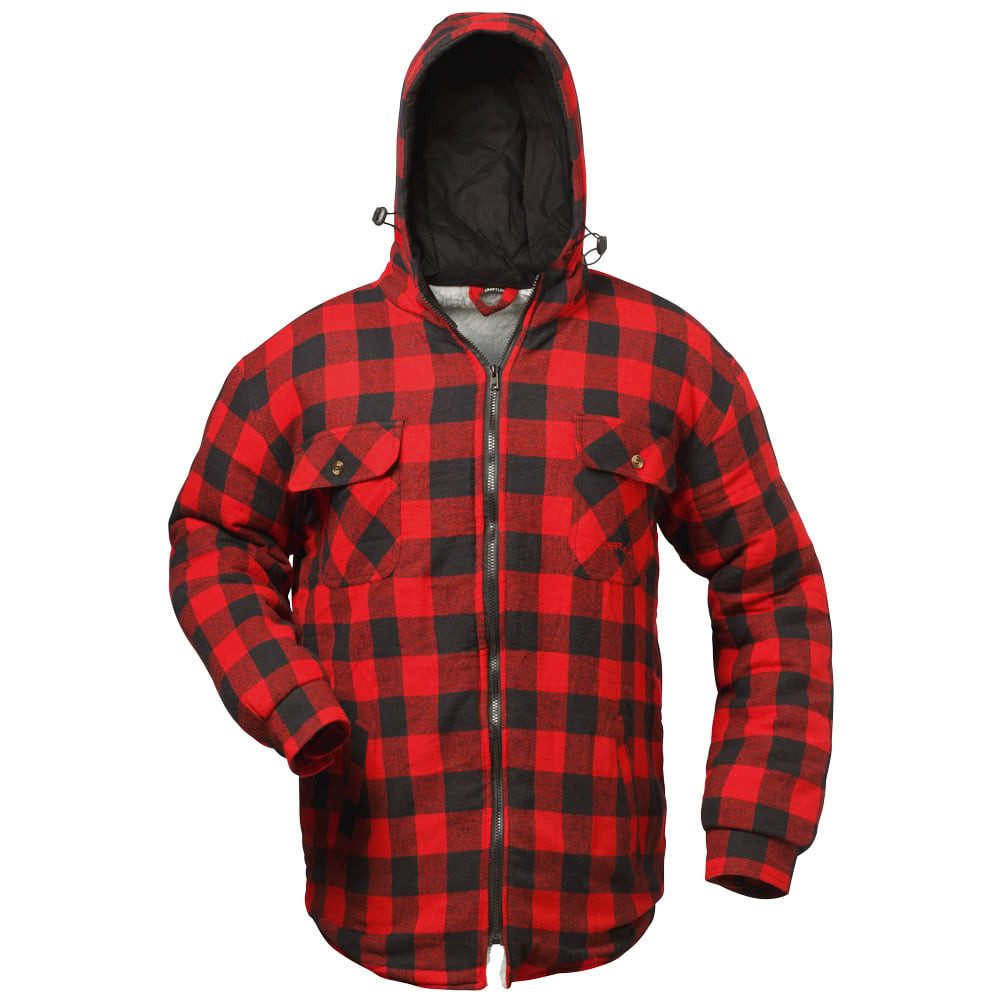 Craftland Thermohemd Flanellhemd mit Kapuze Holzfällerhemd Arbeitshemd Arbeitsjacke warme gefütterte Arbeitsjacke mit Teddy-Futter