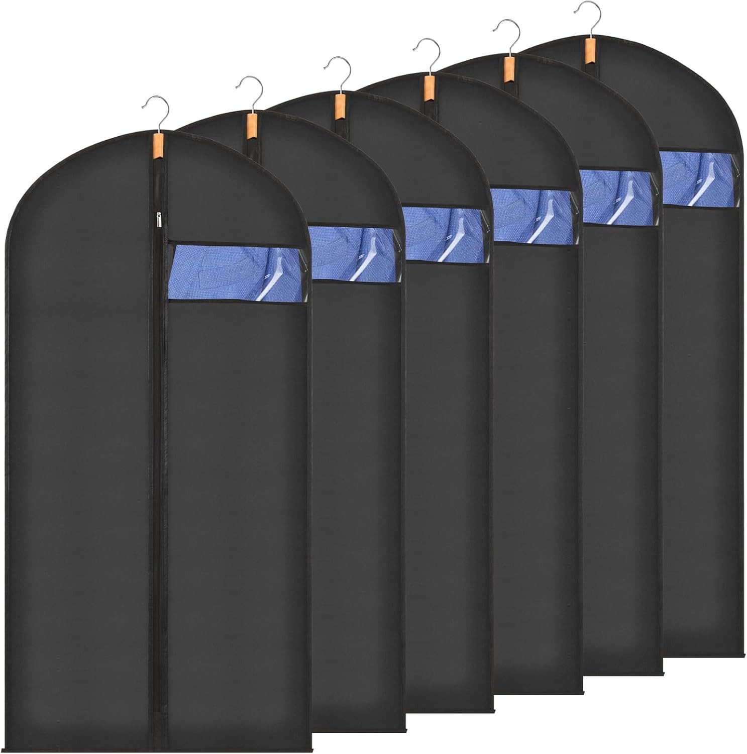 FELIXLEO Kleiderschutzhülle 6 Kleidersäcke 140x60cm PEVA Anzughülle staubdicht Schwarz