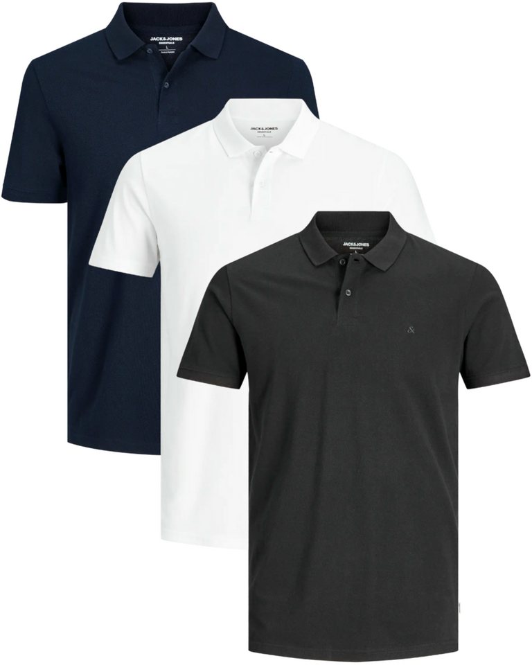 Jack & Jones Poloshirt (Spar-Set, 3er-Pack) mit besticktem Logo