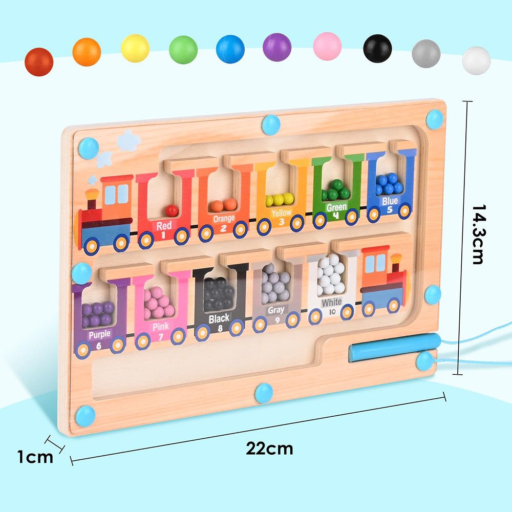 Flintry Lernspielzeug Montessori-Spielzeug, Magnetisches Labyrinthspiel ab 3 Jahren, Lernspielzeug zur Förderung der Feinmotorik, Farbenklassifikation – Bild 2 von 5