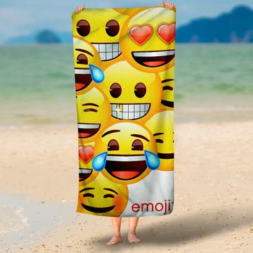 BERONAGE Strandtücher Emoji Badetuch Smiley 75x150, 100% Baumwolle (1-St), Frottee in Velours-Qualität
