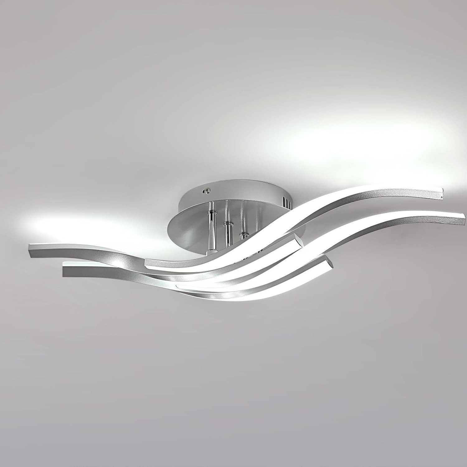 Riserva Deckenleuchten 4er-Set Moderne Deckenleuchte Silber 32W LED mit Aluminium Design, LED wechselbar