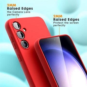 CoolGadget Handyhülle Rot als 2in1 Schutz Cover Set für das Samsung Galaxy A55 5G 6,6 Zoll, 2x Glas Display Schutz Folie + 1x TPU Case Hülle für Galaxy A55 5G