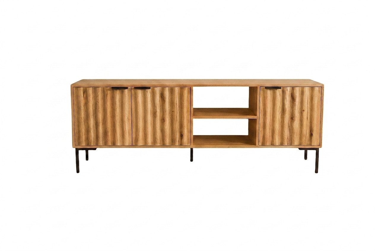 WOLF MÖBEL Sideboard (175 x 40 x 60), CURVE Lowboard mit 3 Türen / 2 Ablagen