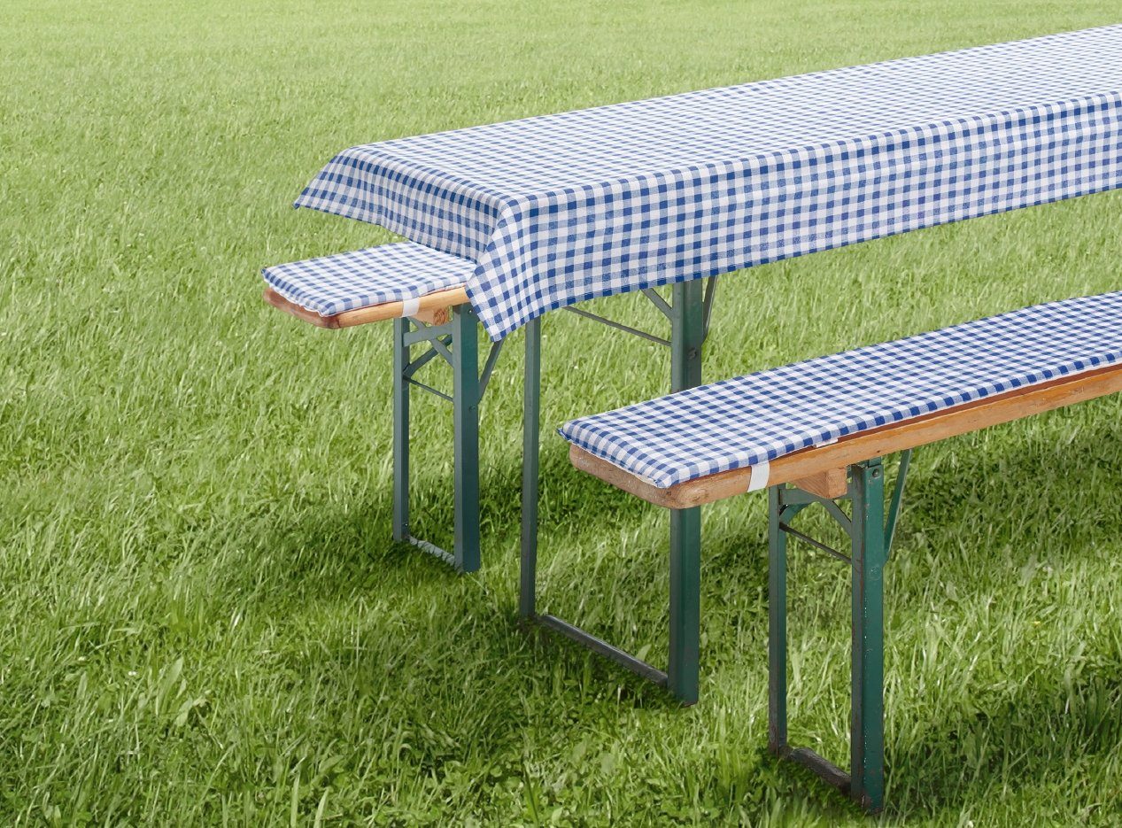 heimtexland Hussen-Set Bierzeltgarnitur Polster Auflagen Set 3-teilig, Karo – Bild 4 von 5