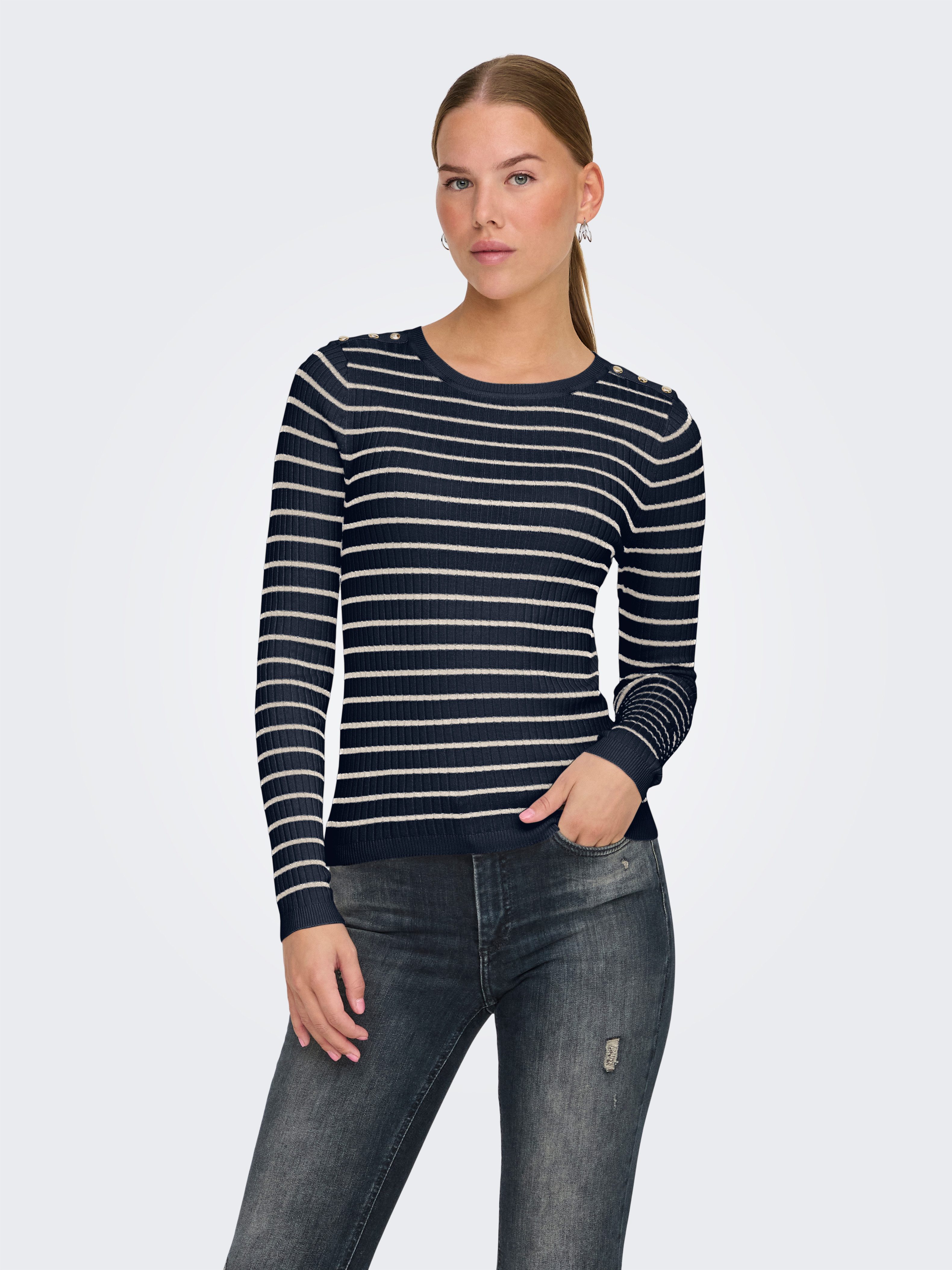 ONLY Strickpullover ONLMILA LS STRIPE BUTTON günstig online kaufen