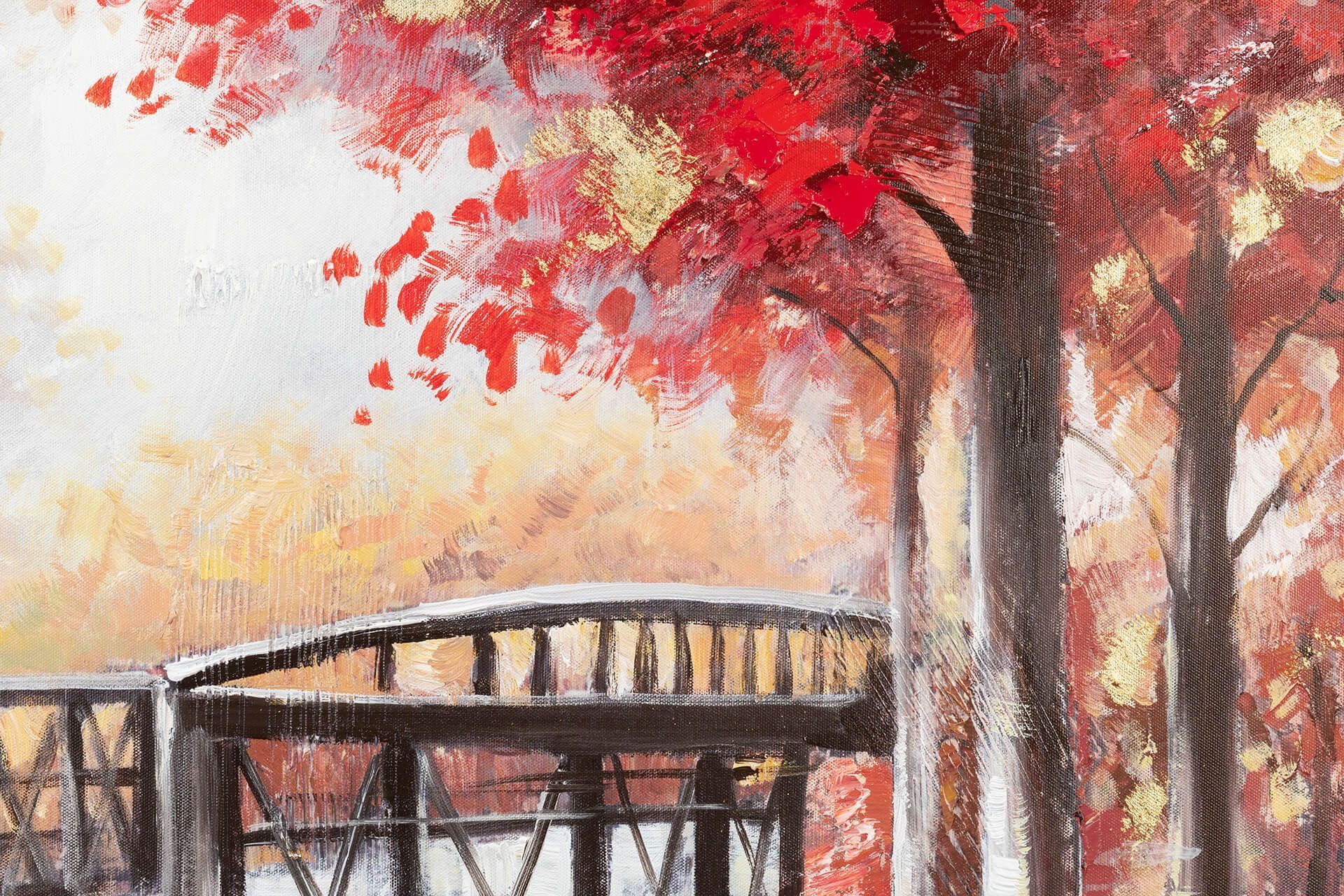 KUNSTLOFT Leuchtender Wandbild Leinwandbild cm, HANDGEMALT Gemälde Herbsttag Wohnzimmer 100% 100x75