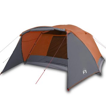 vidaXL Wurfzelt Zelt Campingzelt 6 Personen Grau Orange 412x370x190 cm 190T Taft