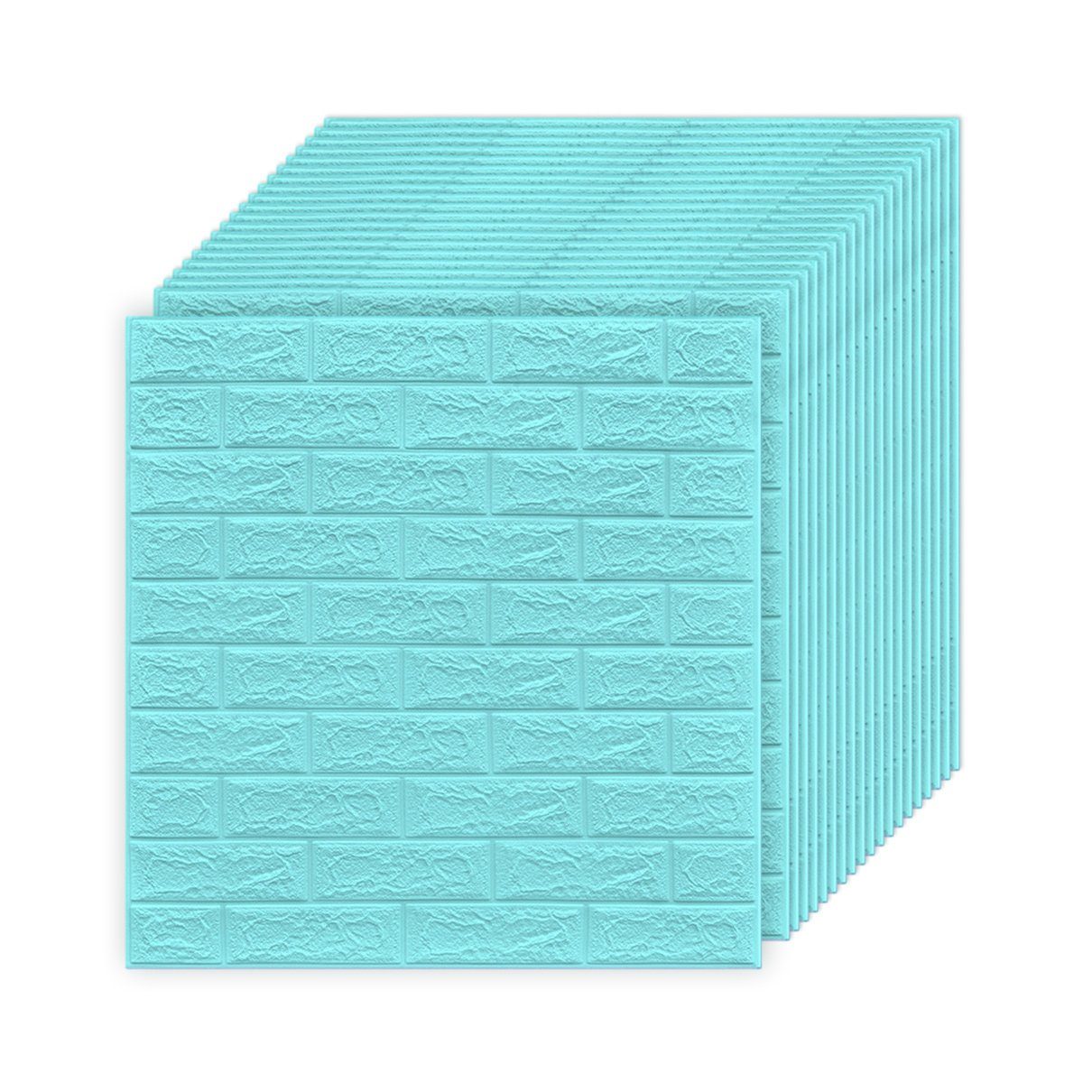Houhence 3D-Tapete 3D Hellblau Ziegel Wandaufkleber Selbstklebend Wasserdicht DIY Tapete,