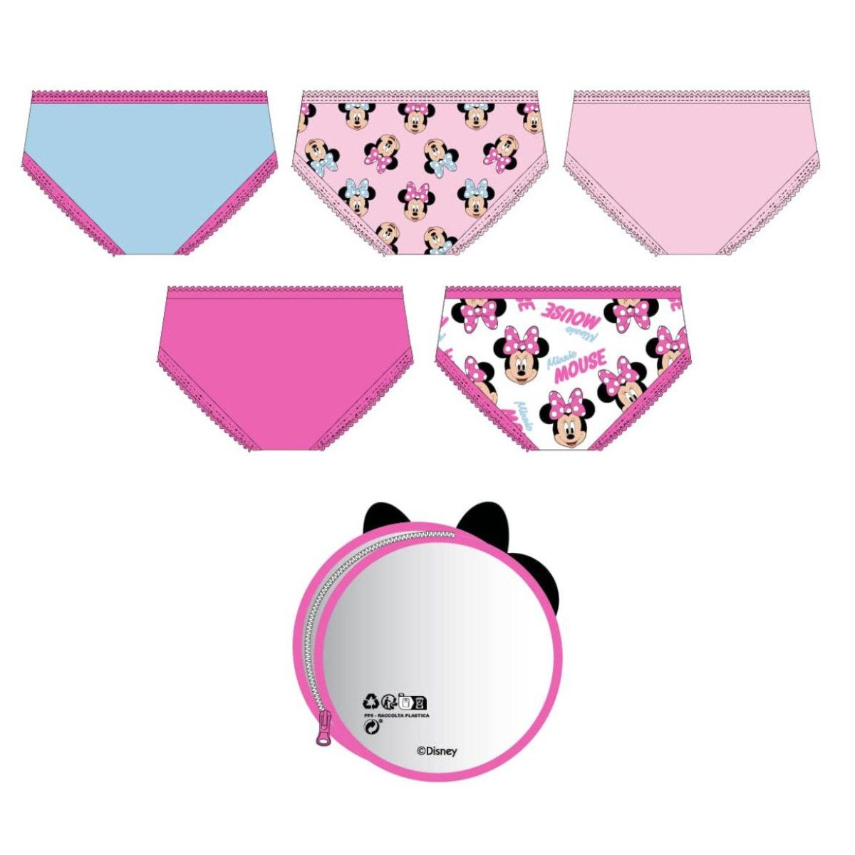 Disney Minnie Mouse Formslip 5'er Kinder Unterwäsche Set Mädchen 100% Baumwolle (5-St) – Bild 2 von 2