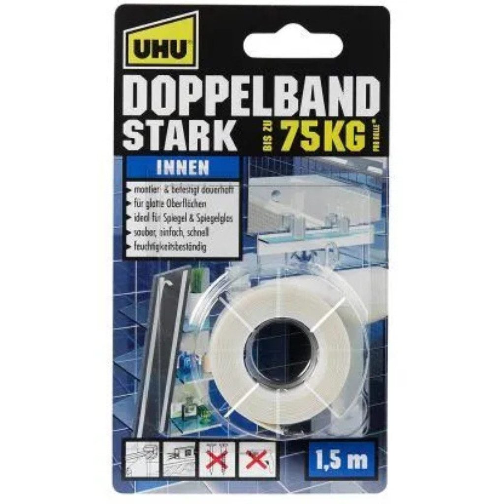 Doppelklebeband UHU STARK doppelseitiges Klebeband 19,0 mm x 1,5 m