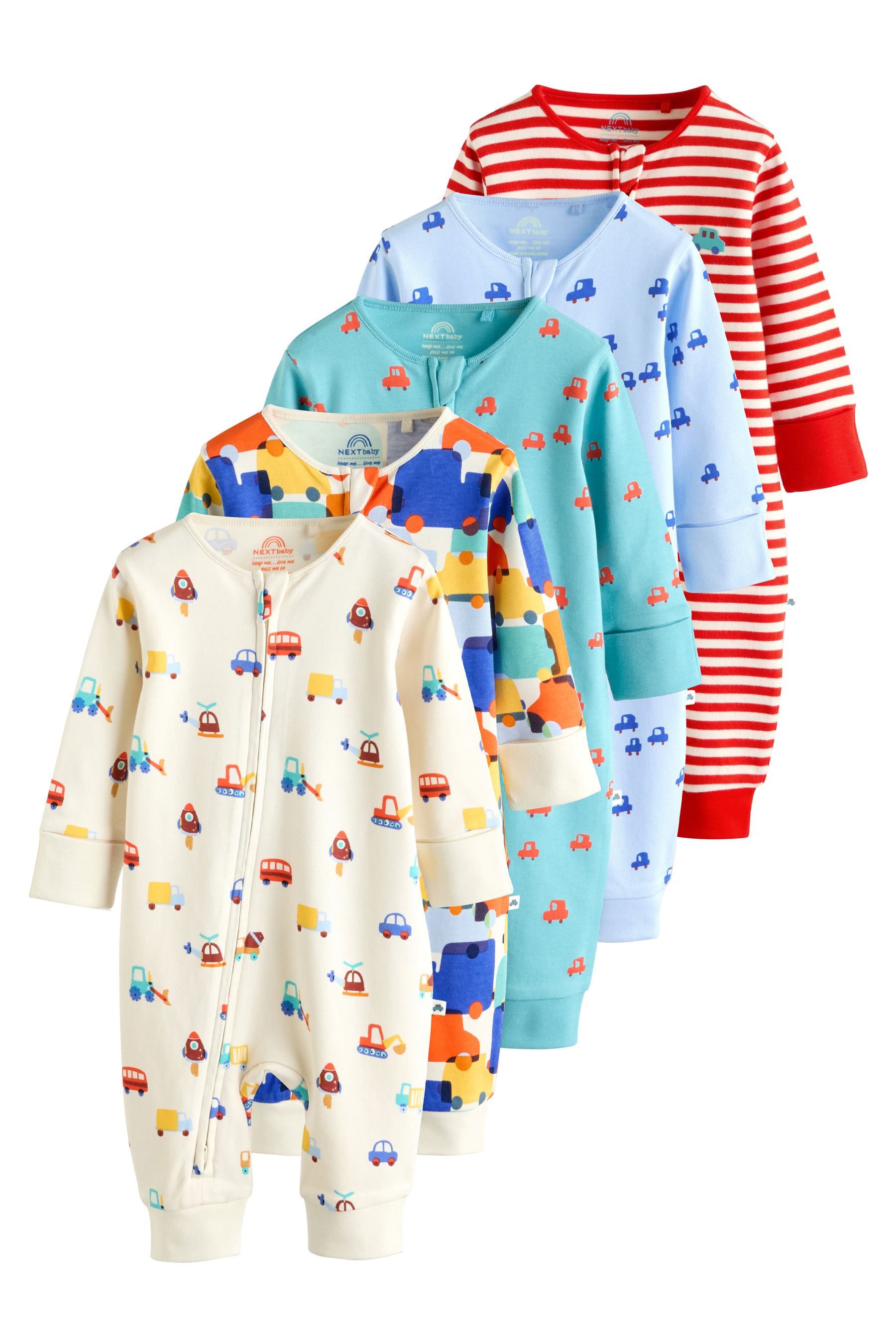 Next Schlafoverall Baby-Schlafanzüge mit Zwei-Wege-RV, 5er-Pack (5-tlg)
