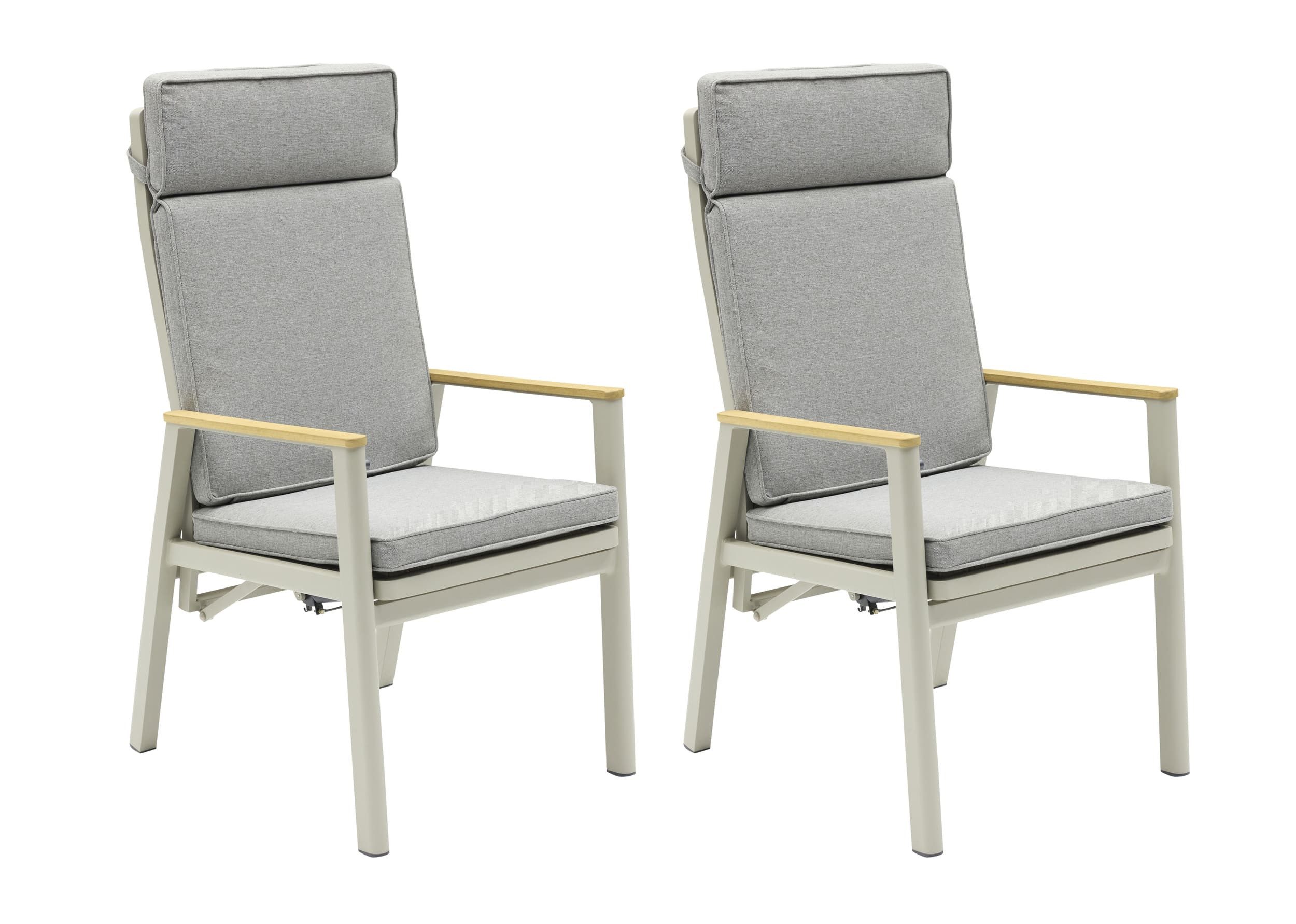 LC Garden Gartenstuhl »Mira« verstellbar Taupe Gartensessel Positionsstuhl Textilene (2 St)