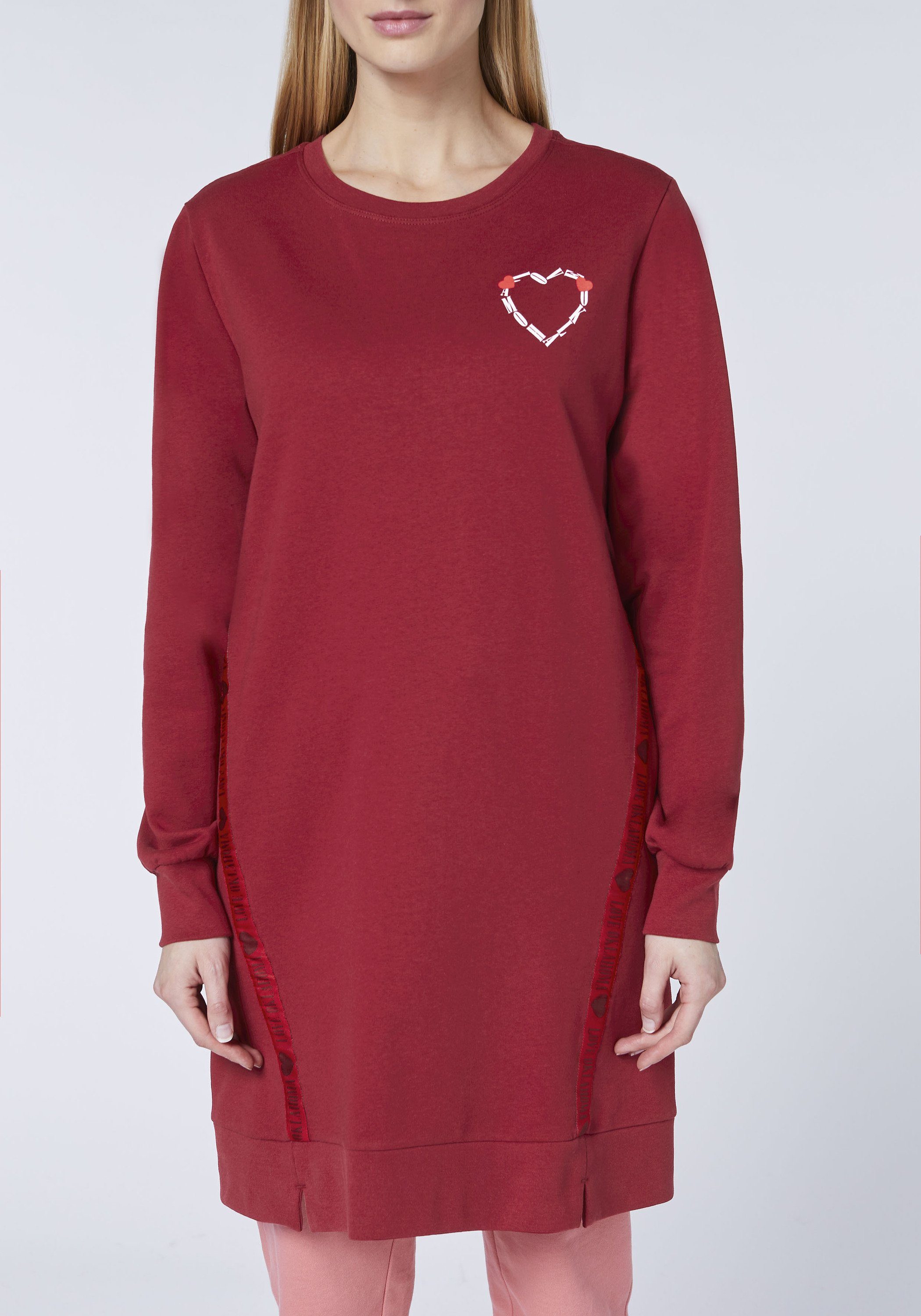 Oklahoma Jeans Sweatkleid mit kleinem Logo-Herz-Print