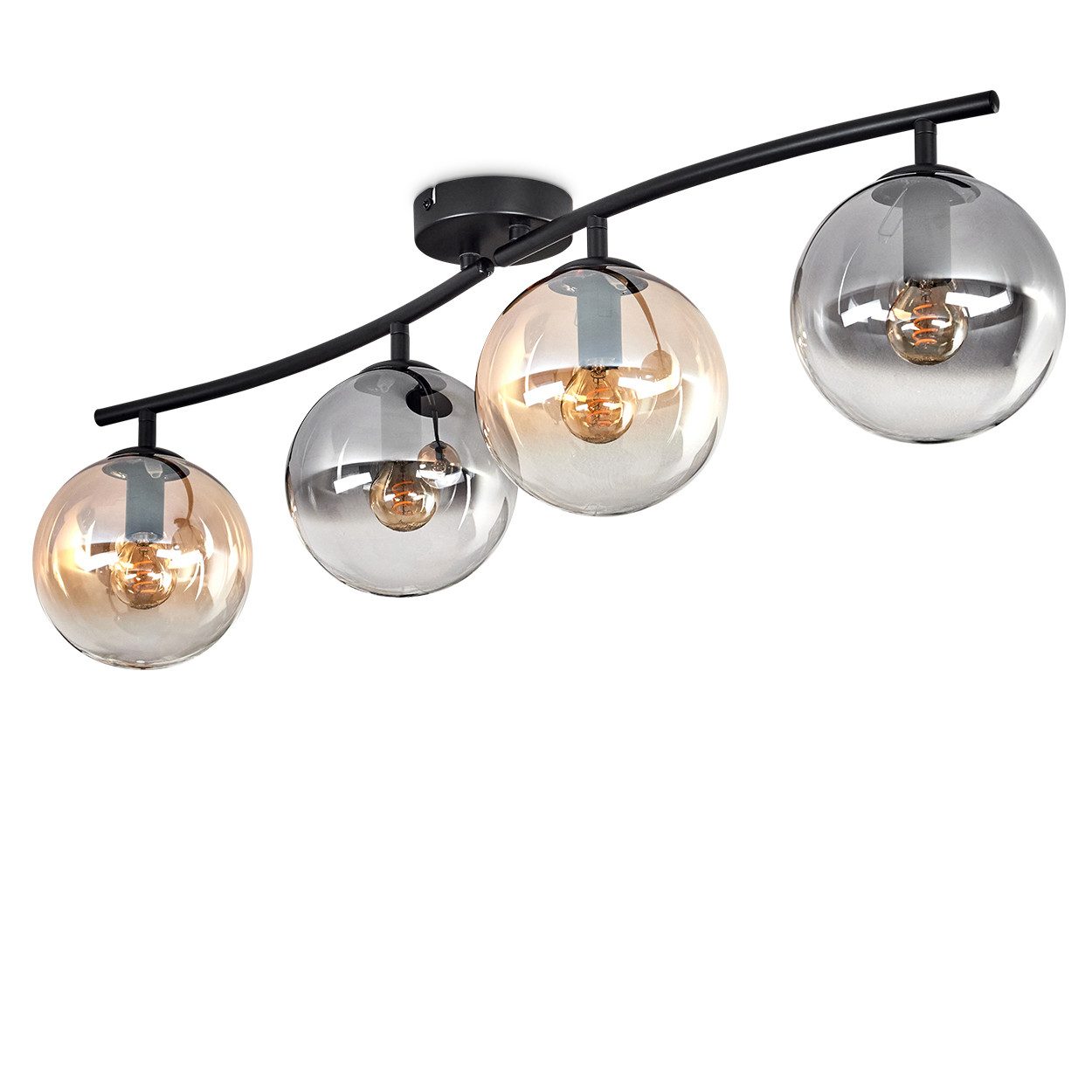 hofstein Deckenleuchte Deckenlampe aus Metall/Glas in Schwarz/Klar, ohne Le günstig online kaufen