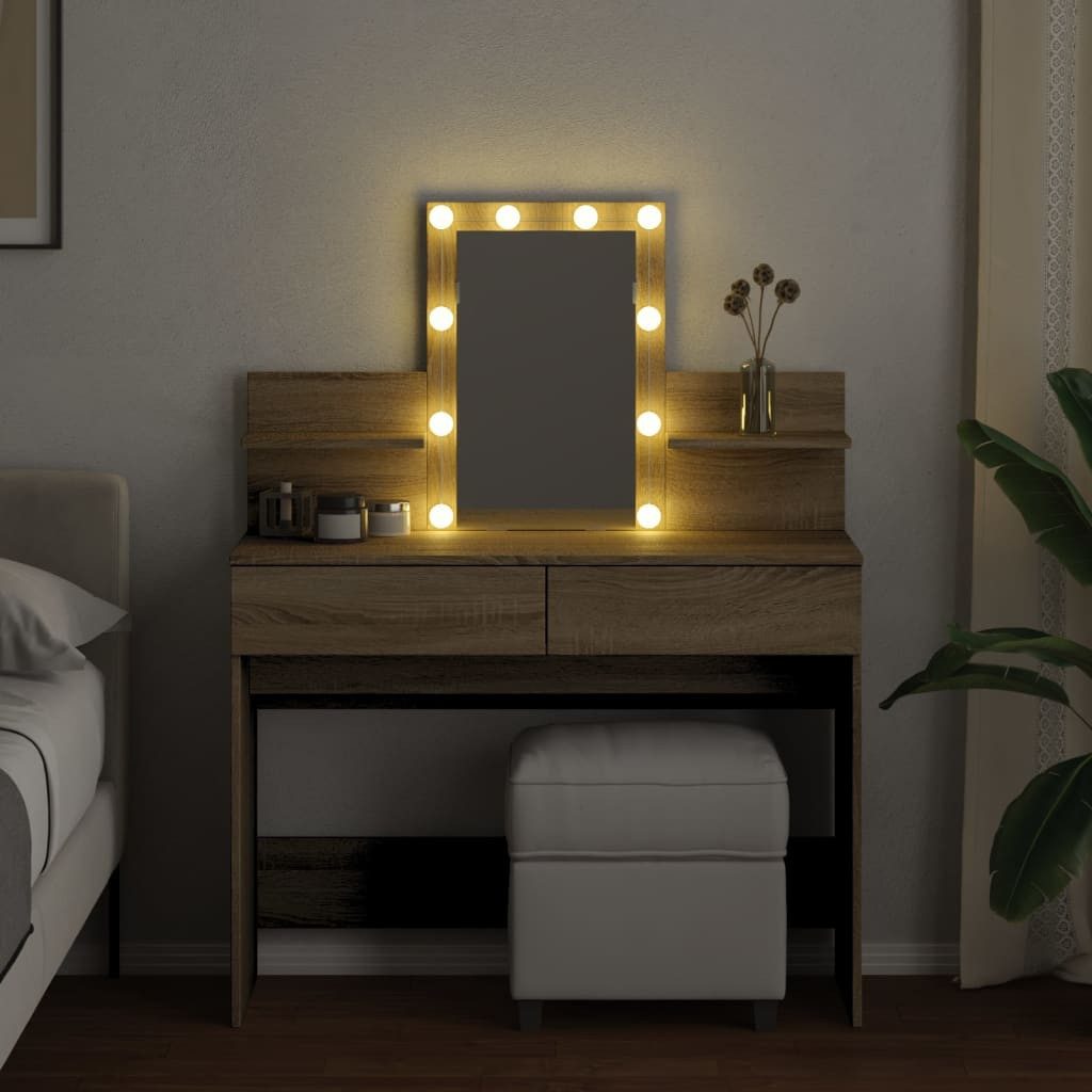 vidaXL Schminktisch Schminktisch mit LED-Beleuchtung Sonoma-Eiche günstig online kaufen