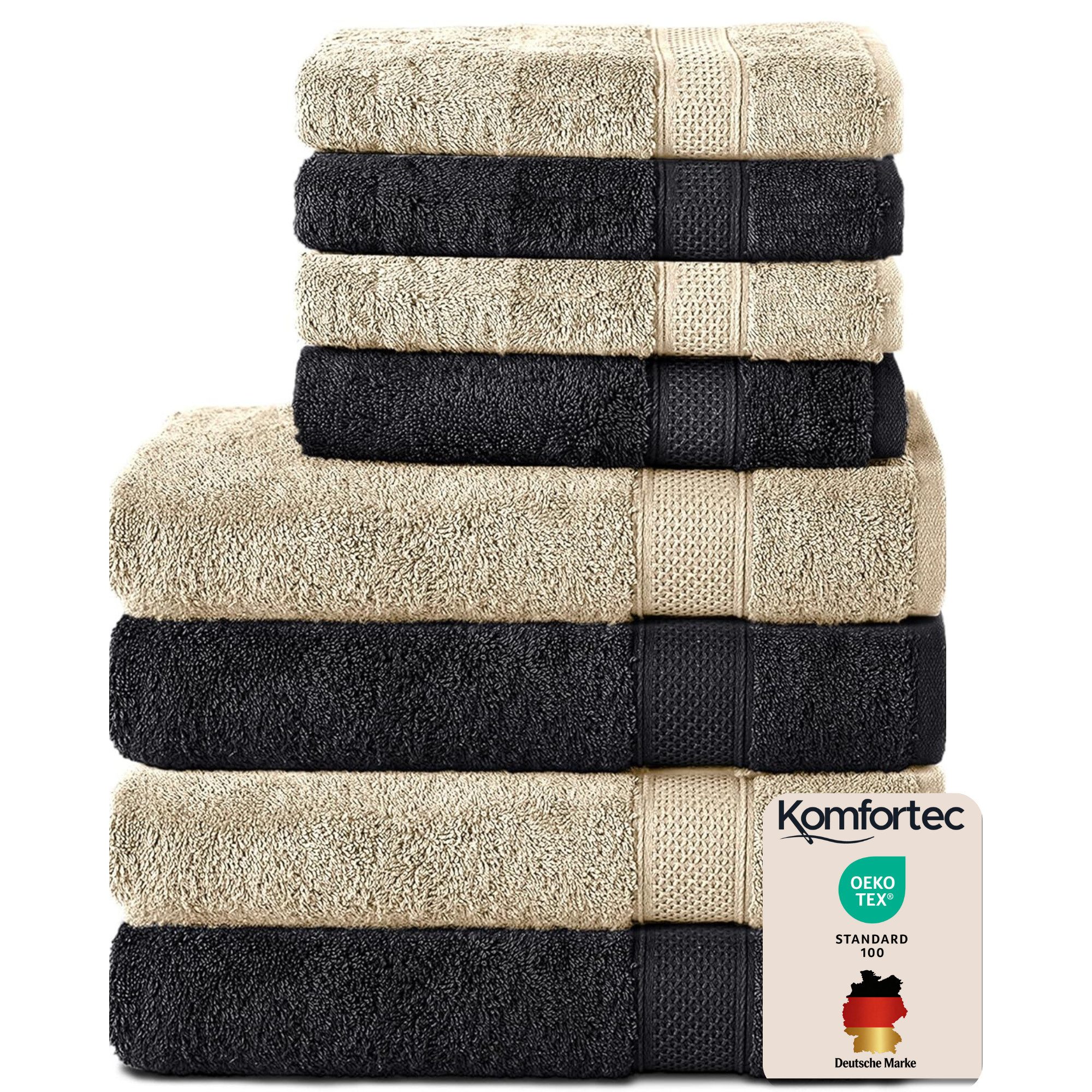 Komfortec Handtuch Set aus 100% Baumwolle, 4 Handtücher 50x100 cm und 4 Badetücher 70x140 cm, Frottee (Packung, 8-St), Duschtücher & Badehandtuch, Weich, Towel, Groß