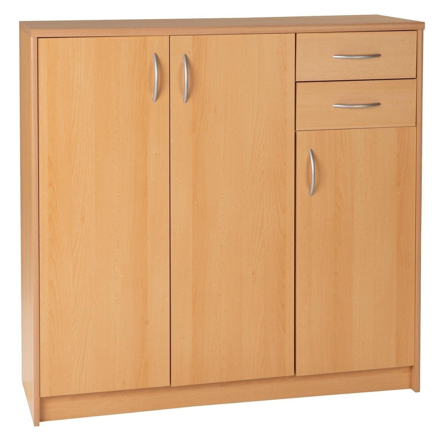 Kommode OPTIMUS, B 109 cm, H 112 cm, Braun Buchedekor, 2 Schubladen, 3 Türen, 5 Einlegeböden
