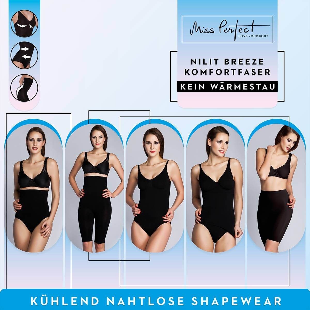 Miss Perfect Shaping-Kleid 34208 Figurformendes Nahtlos mit Schwarz Shapewear Kühlungseffekt Torsettekleid