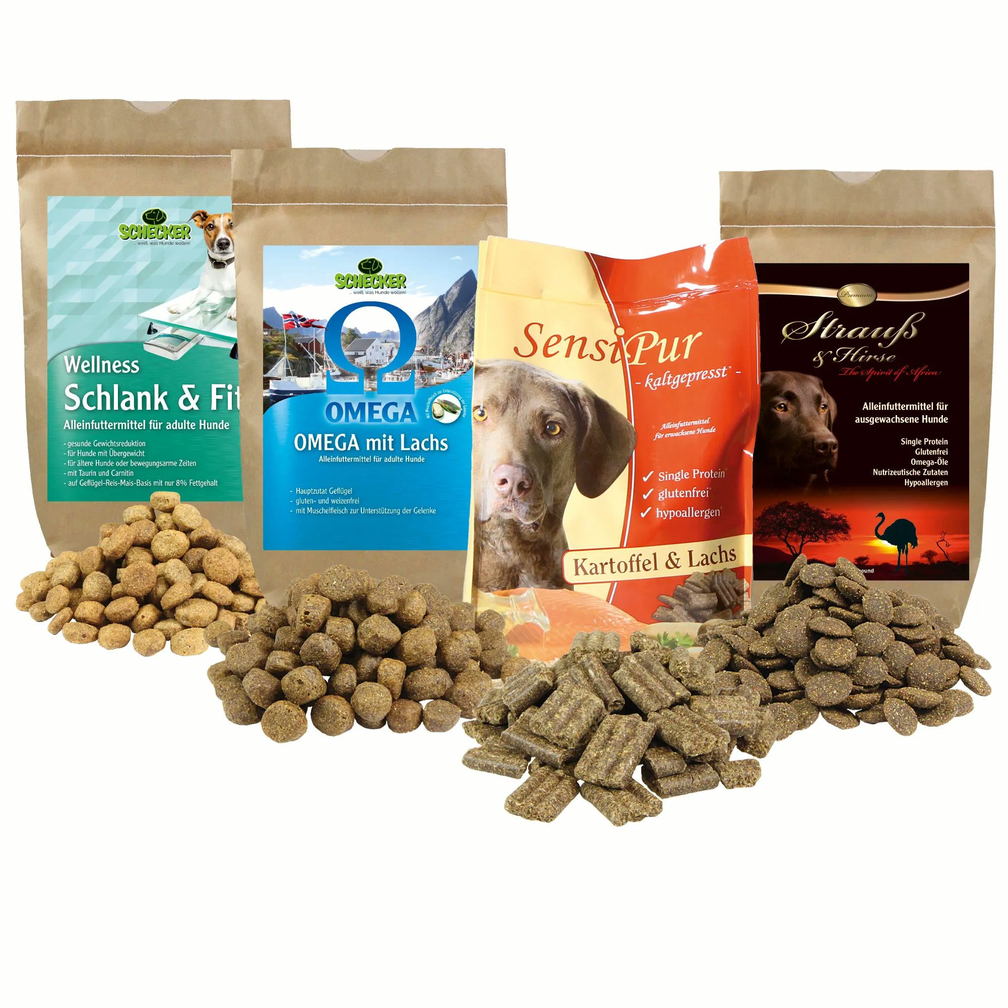 Schecker Schecker Testpaket PREMIUM Trockenfutter, 1St., 2700g, 4 Sorten zum Testen