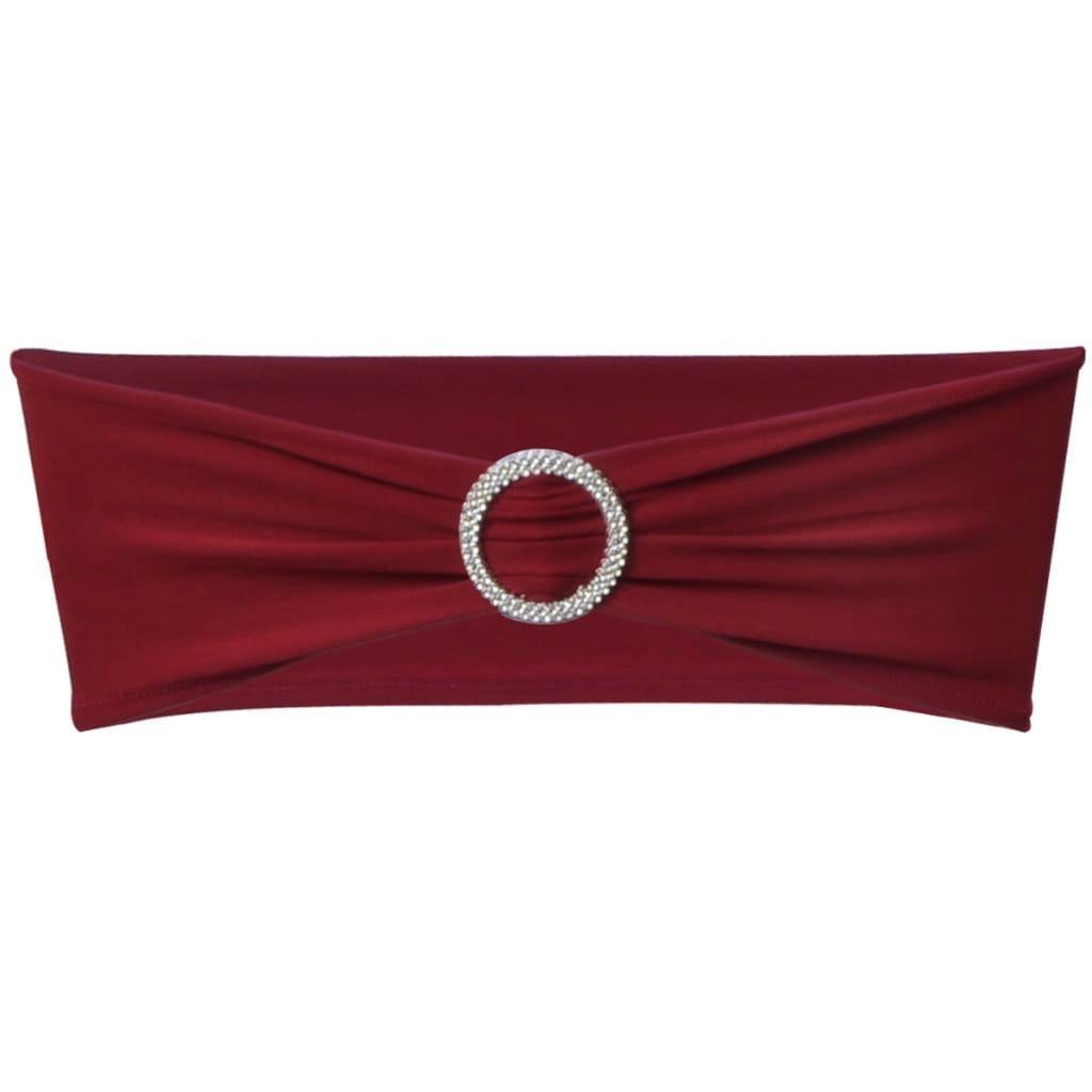 vidaXL Hussen-Set 25x Stuhlschleifen Stretch Schleifenbänder + Diamant Schnalle Bordeaux