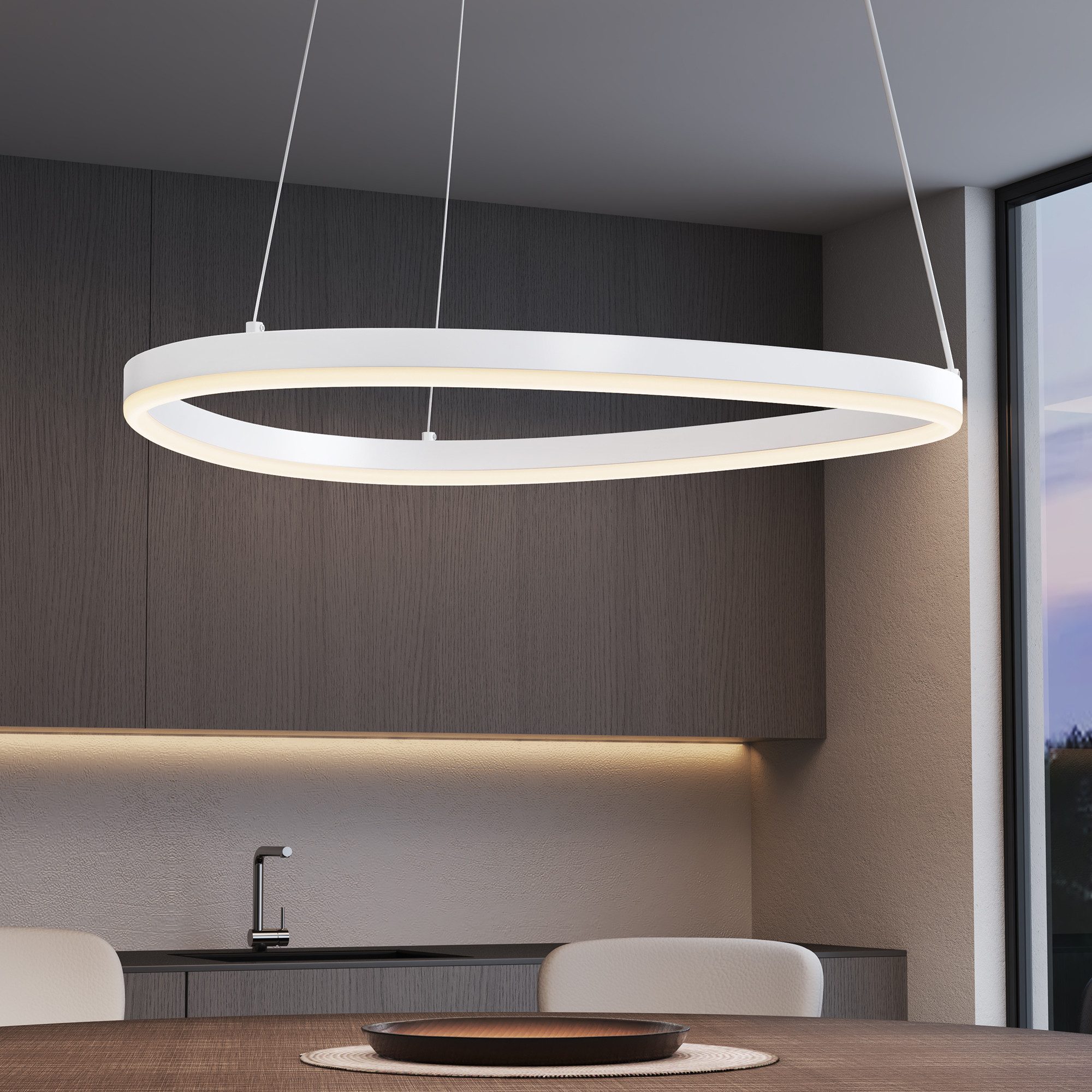 Mai & Mai LED Pendelleuchte Hängelampe Dynamisches Wellendesign Verstellbares Kabel Luvina06