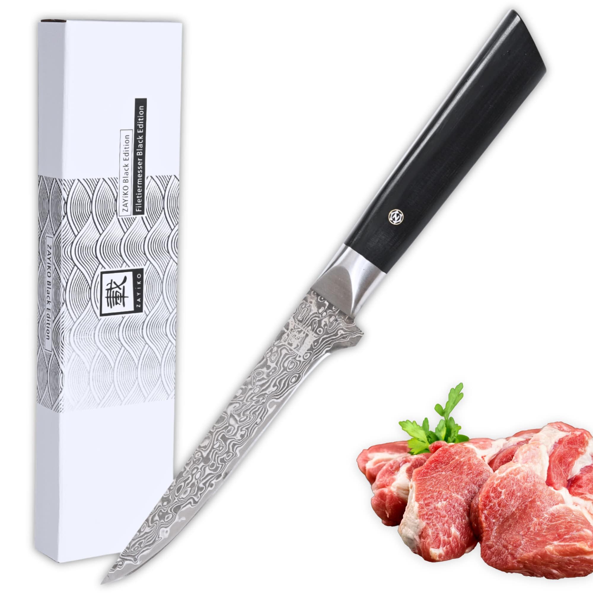 OTTO Ausbeinmesser Black Edition Damast Ausbeinmesser I 14cm Klinge I Pakkaholz, dunkler Damaststahl