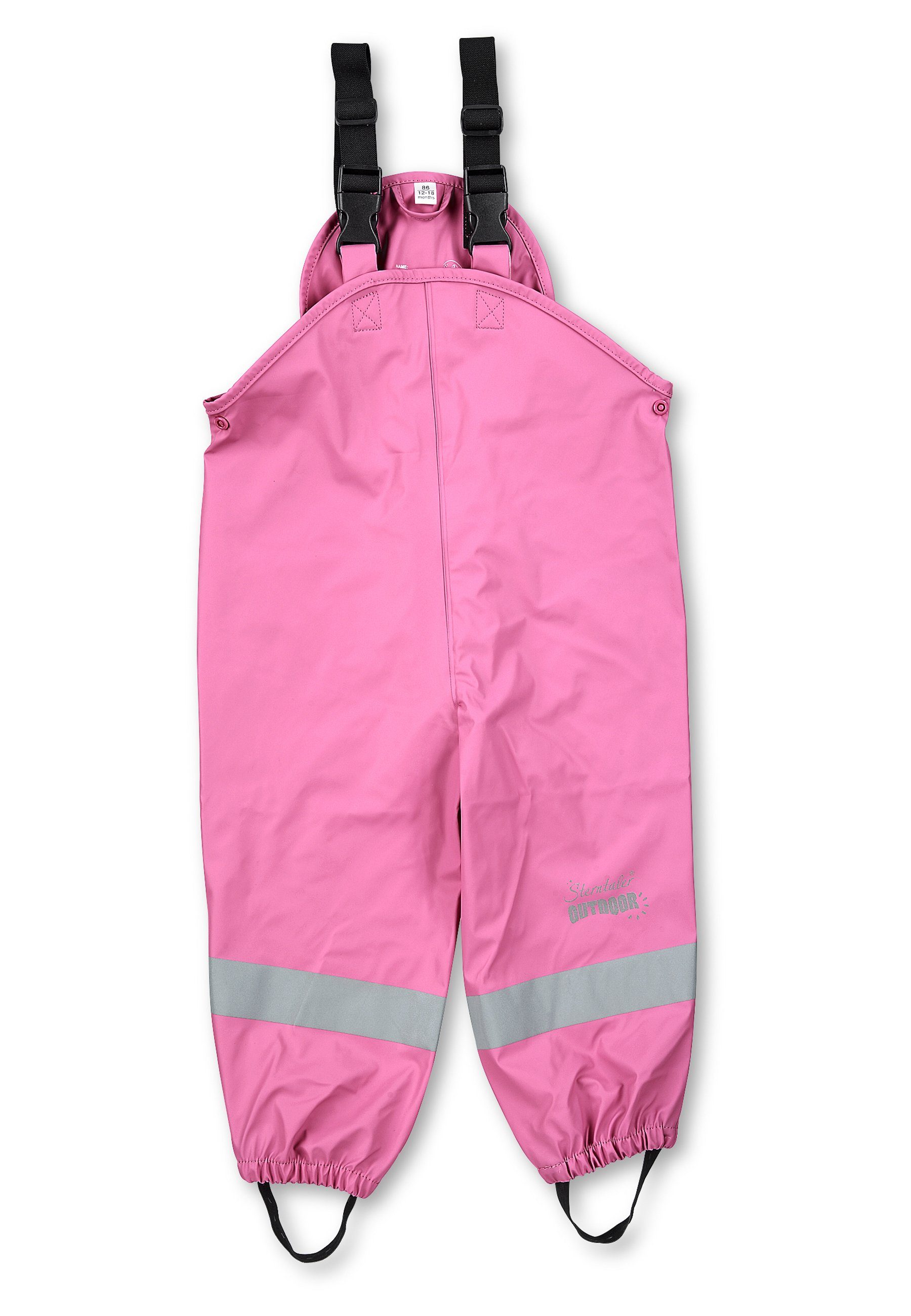 Sterntaler® Regenhose Matschhose ungefüttert uni (1-tlg., Regenträgerhose mit Druckknöpfen, Regenhose mit süßen Motiven) Kinder Hosenträger mit Reflektoren, Matschhosenträger verstellbar