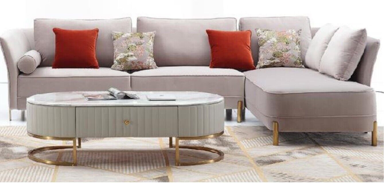 Wohnzimmer 2tlg. JVmoebel Modernes Sofa Form L Ecksofa Couchtisch Wohnzimmer-Set,