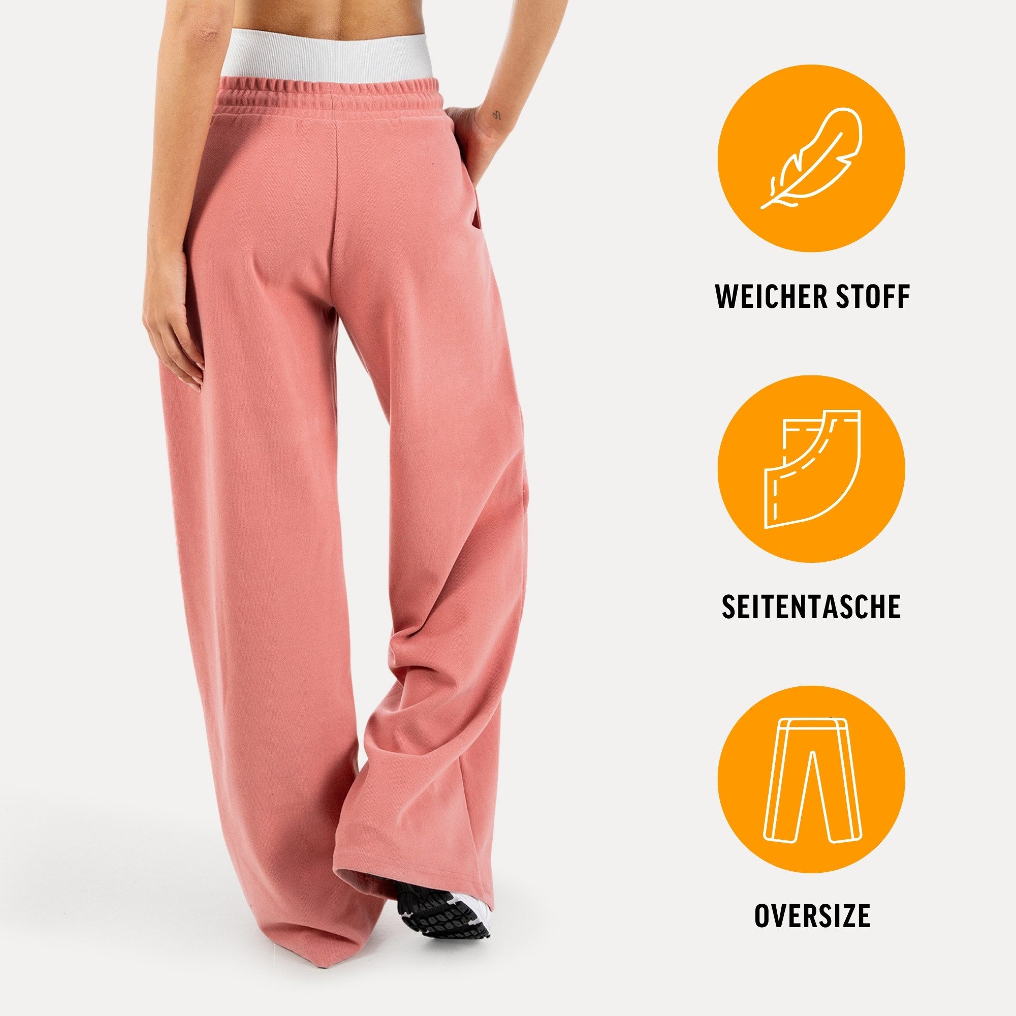 Smilodox Jogginghose Yelin, Trainingshose Damen Oversized Fit Wide-Leg mit Tunnelzug Elastischer Bund, Kordelzug, Weites Bein, Dezentes Logo, Freizeit