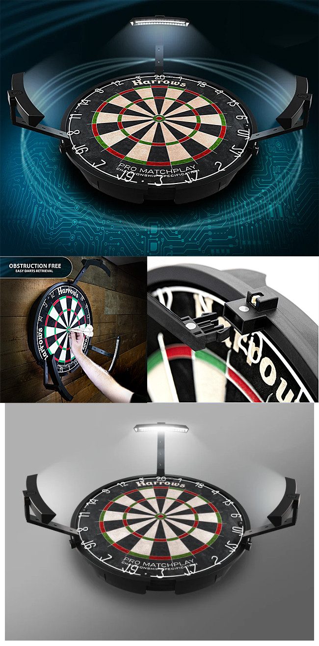 HARROWS DARTS Dart-Wandschutz HARROWS Trilight Beleuchtungssystem