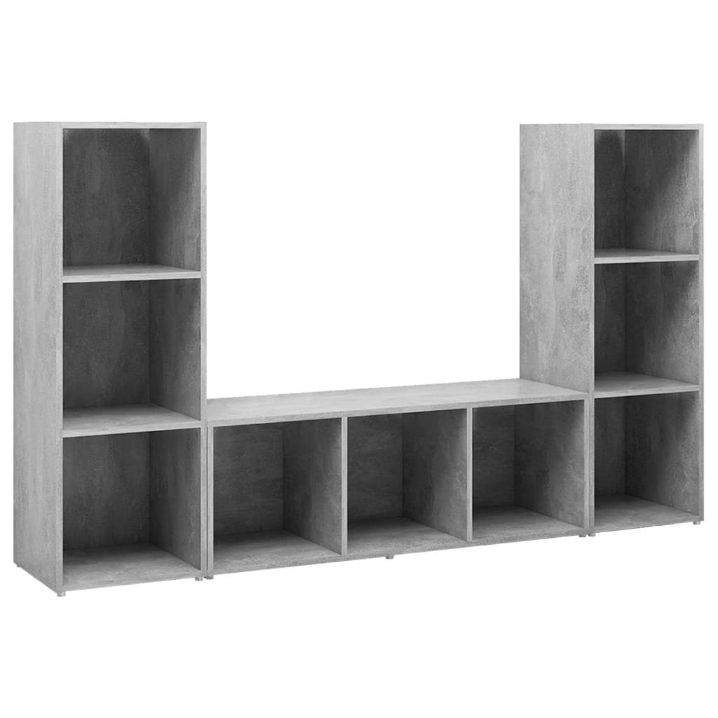 vidaXL TV-Schrank TV-Schränke 3 Stk. Betongrau 107x35x37 cm Holzwerkstoff ( günstig online kaufen