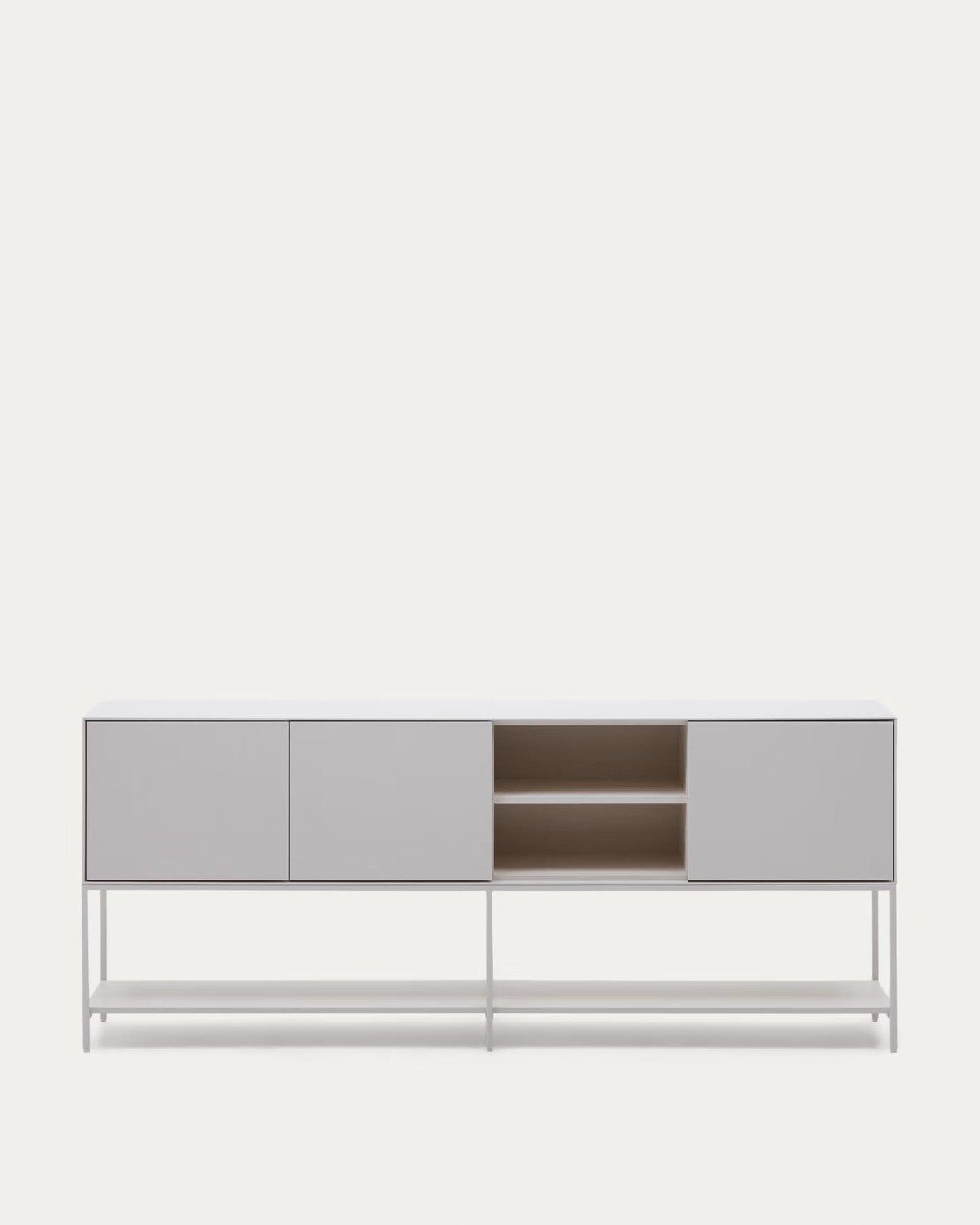 Natur24 Lowboard TV-Schrank Vedrana 195 x 80 x 40 cm MDF, Stahl weiß lackiert Schrank