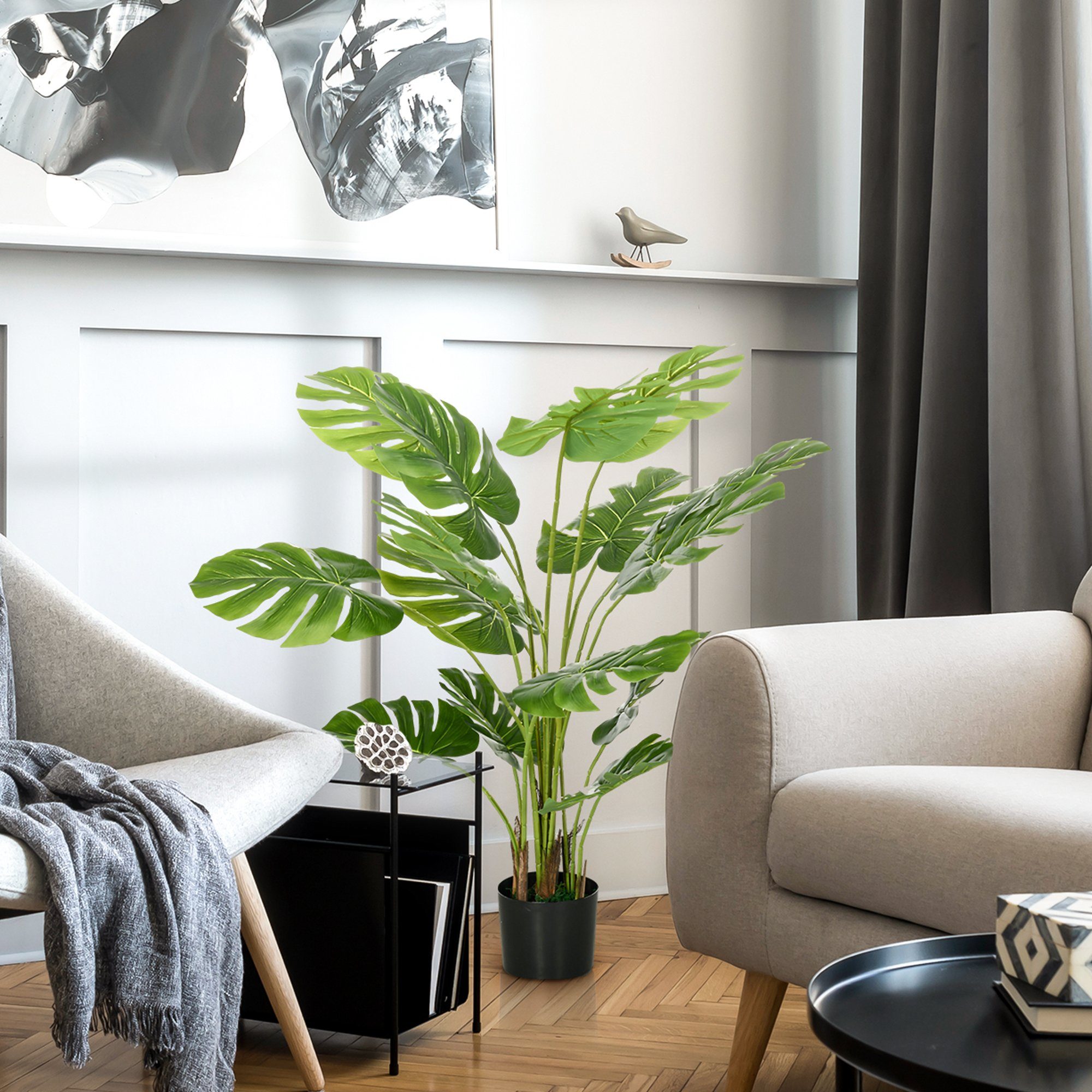 Kunstpflanze Künstlich Monstera mit Übertopf, Monstera Deliciosa, HOMCOM, H günstig online kaufen
