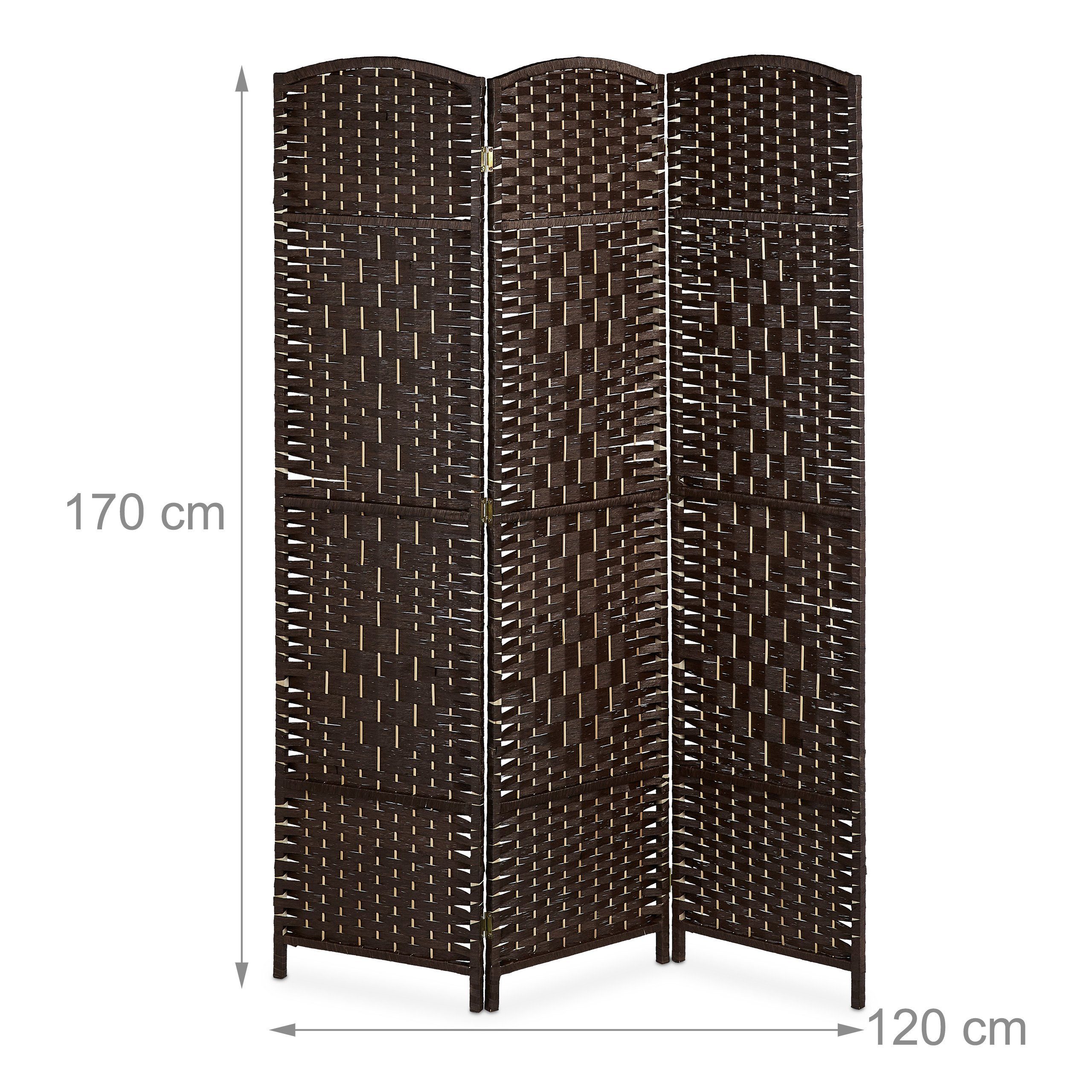 relaxdays Paravent Raumteiler 3-teilig (3 St), braun – Bild 4 von 5