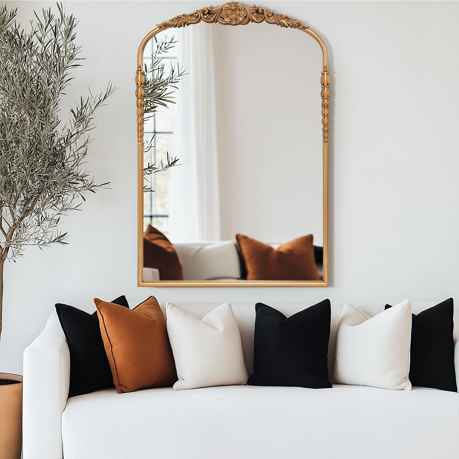 G-LEAF Wandspiegel im zeitlosen Vintage-Design aus robustem Metallrahmen & günstig online kaufen