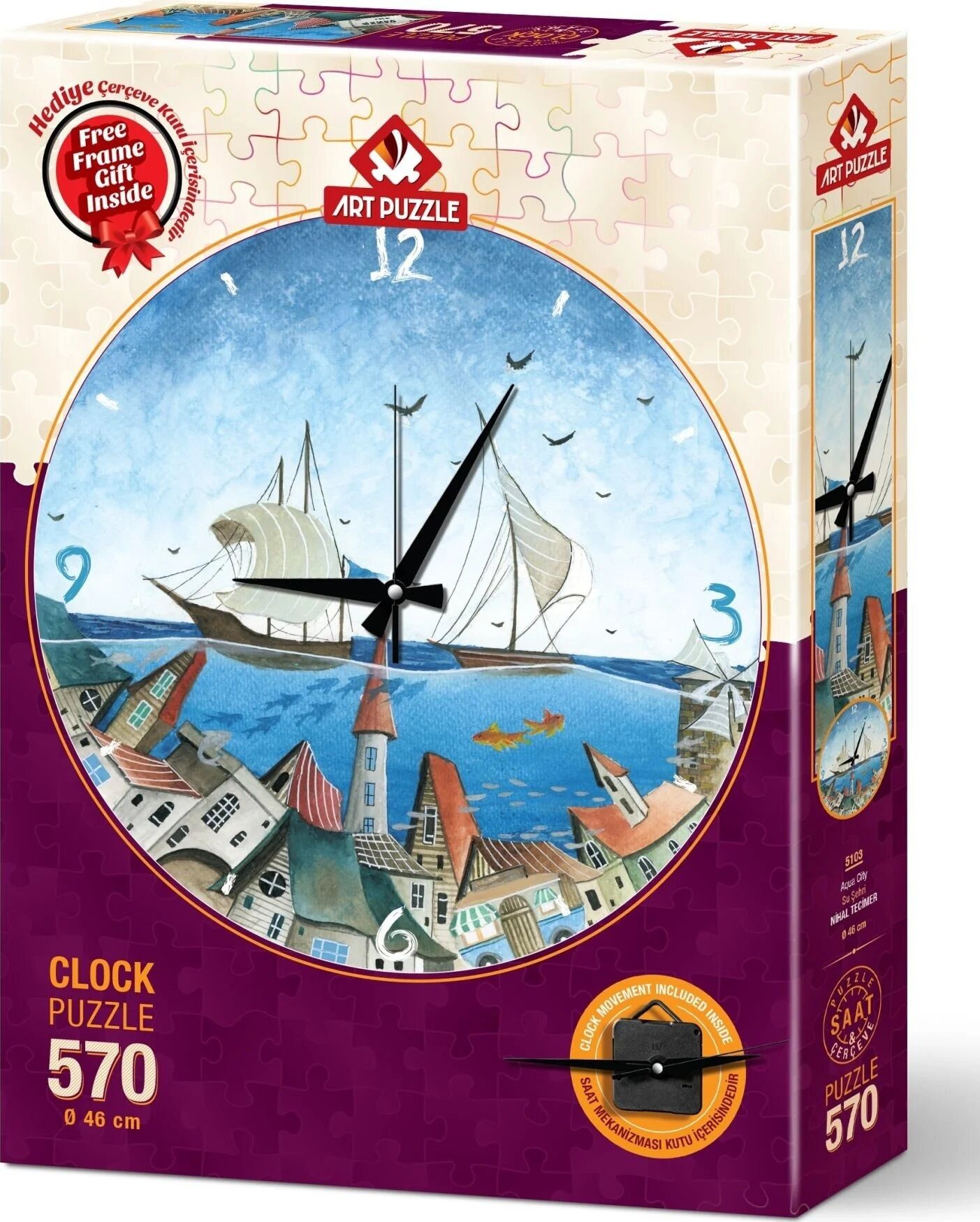 ART PUZZLE Puzzle ART PUZZLE Puzzle Uhr City unter dem Wasser 570 Teile, Puzzleteile