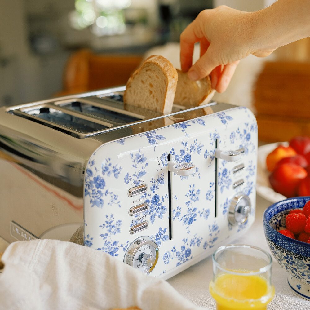 VQ Toaster Laura Ashley 4 Scheiben-Toaster, 7 Stufen – Elveden White Design VQ, 1850 W