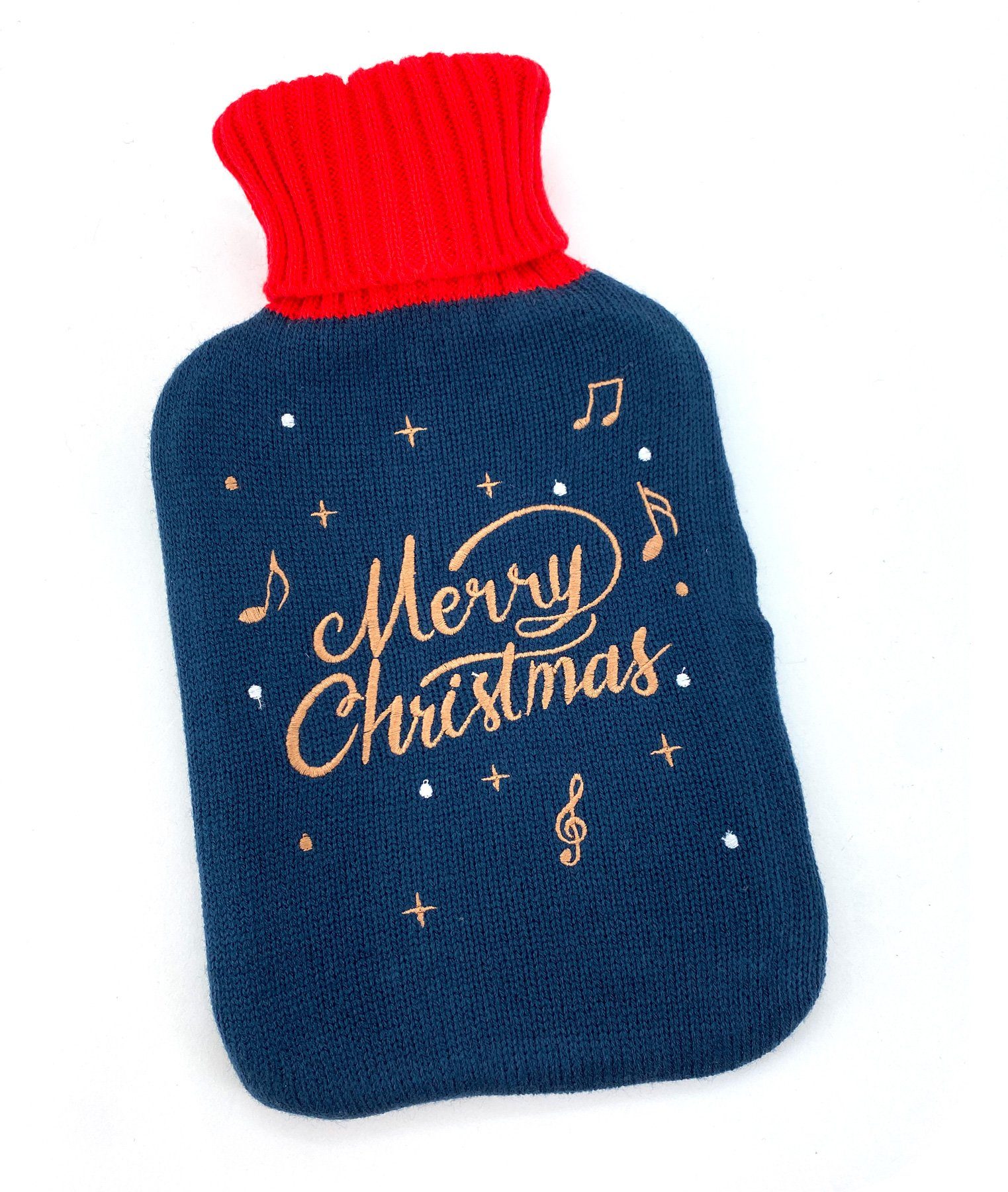 Wärmekissen Geschenk, I Naturkautschuk (Typ857), Doppellamellen heimtexland waschbar Wärmeflasche Strick Wärmflasche Bezug Weihnachten Soft Merry Christmas