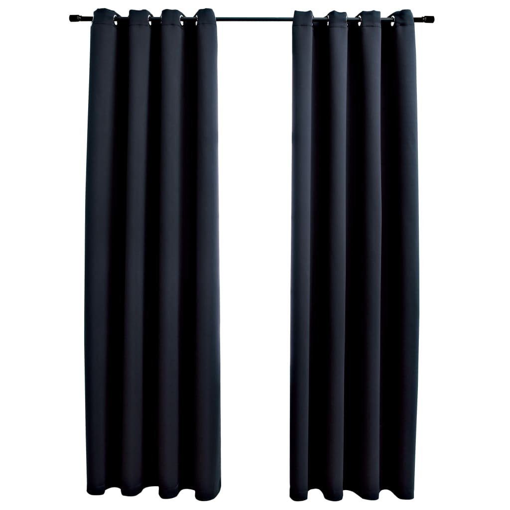 Vorhang Verdunkelungsvorhänge mit Metallösen Stk. 140x225 cm, St) furnicato, (1 2 Schwarz